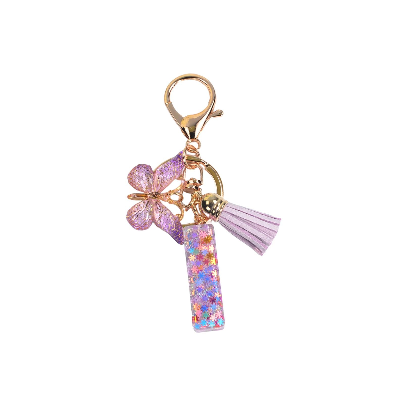 4xResin Keychain Ornaments Girls Women Gifts English Alphabet Keyring Keychain I
