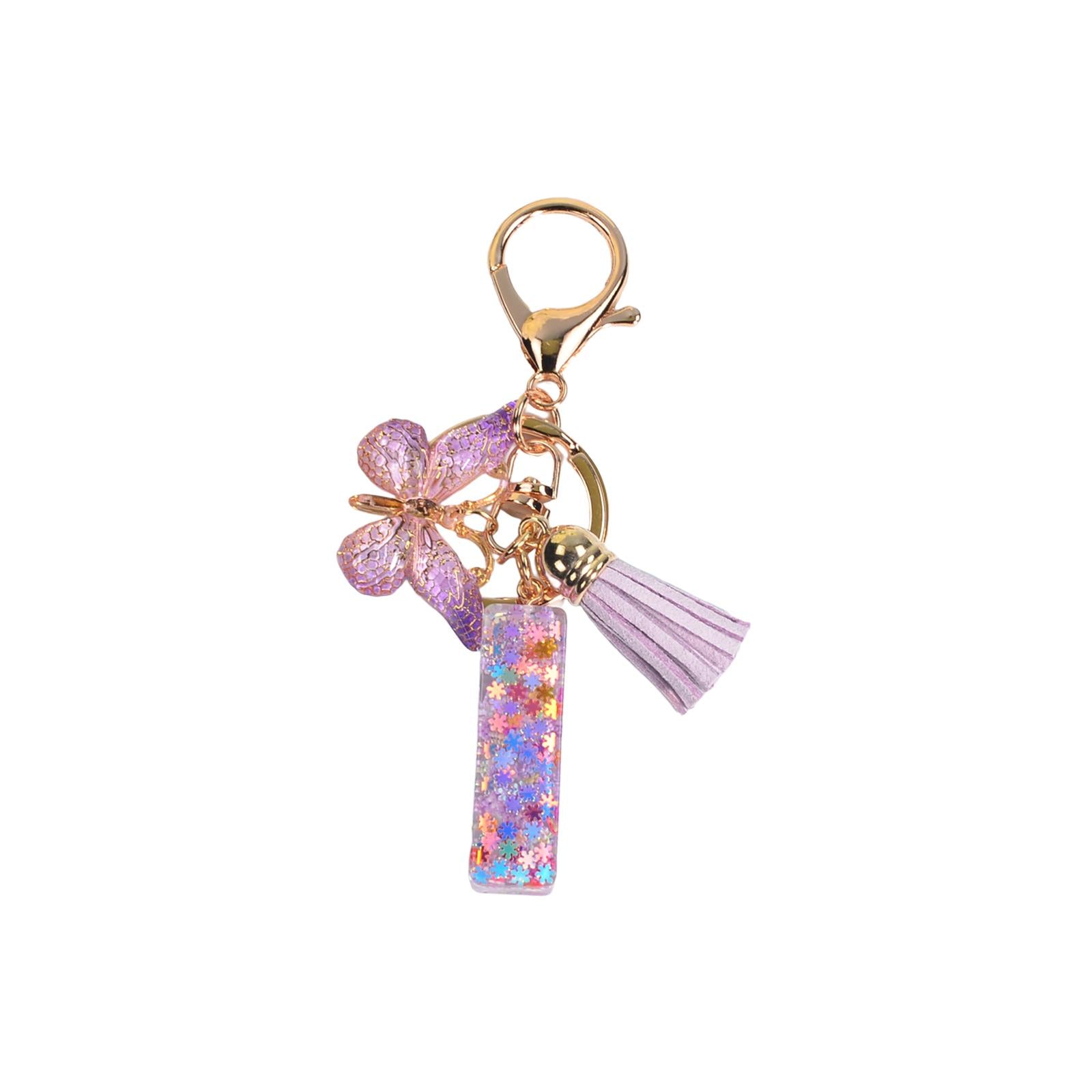 3xResin Keychain Ornaments Girls Women Gifts English Alphabet Keyring Keychain I