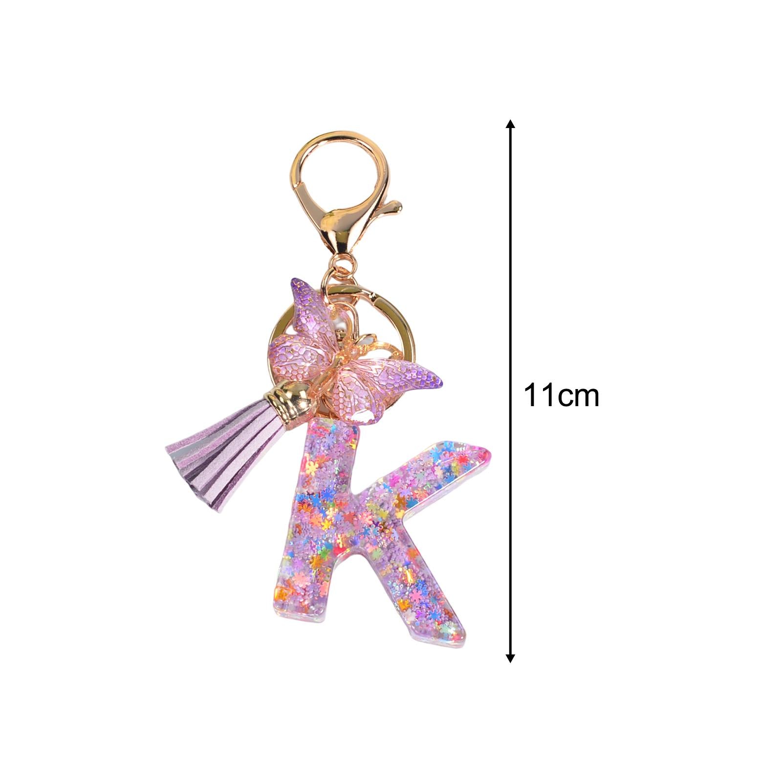 4xResin Keychain Ornaments Girls Women Gifts English Alphabet Keyring Keychain K