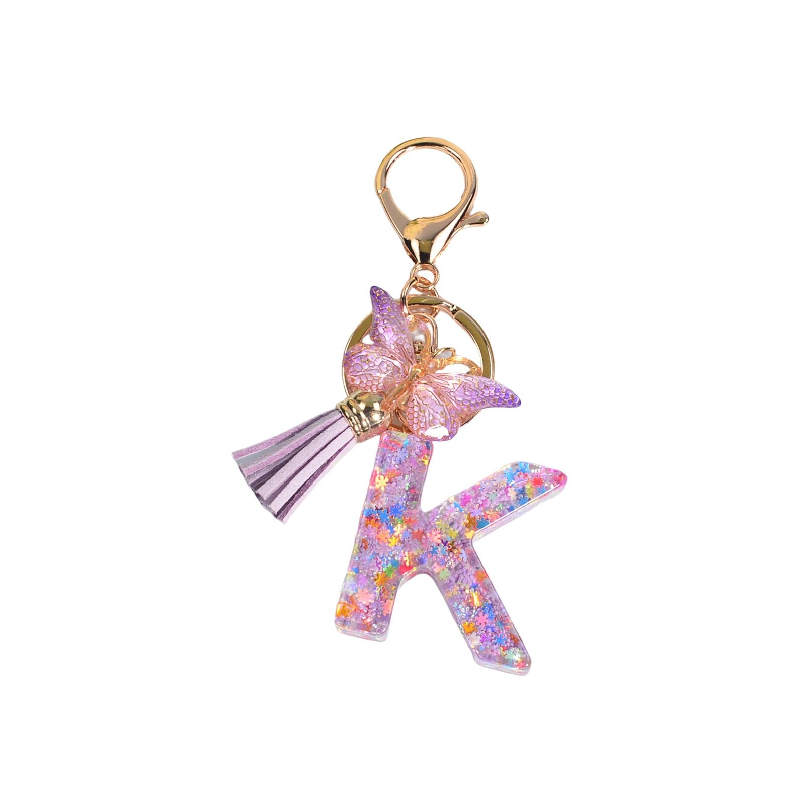 3xResin Keychain Ornaments Girls Women Gifts English Alphabet Keyring Keychain K