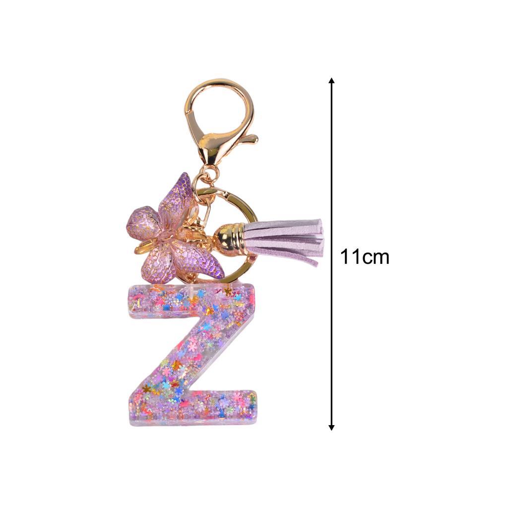 4xResin Keychain Ornaments Girls Women Gifts English Alphabet Keyring Keychain L