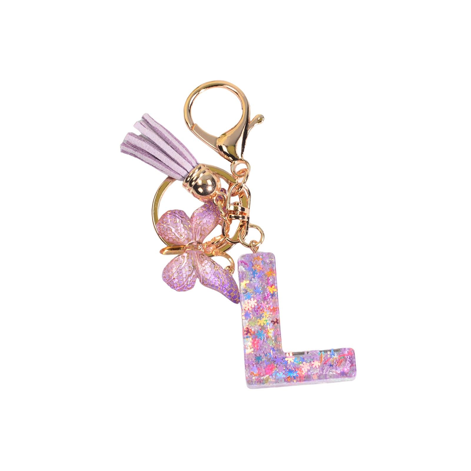3xResin Keychain Ornaments Girls Women Gifts English Alphabet Keyring Keychain L