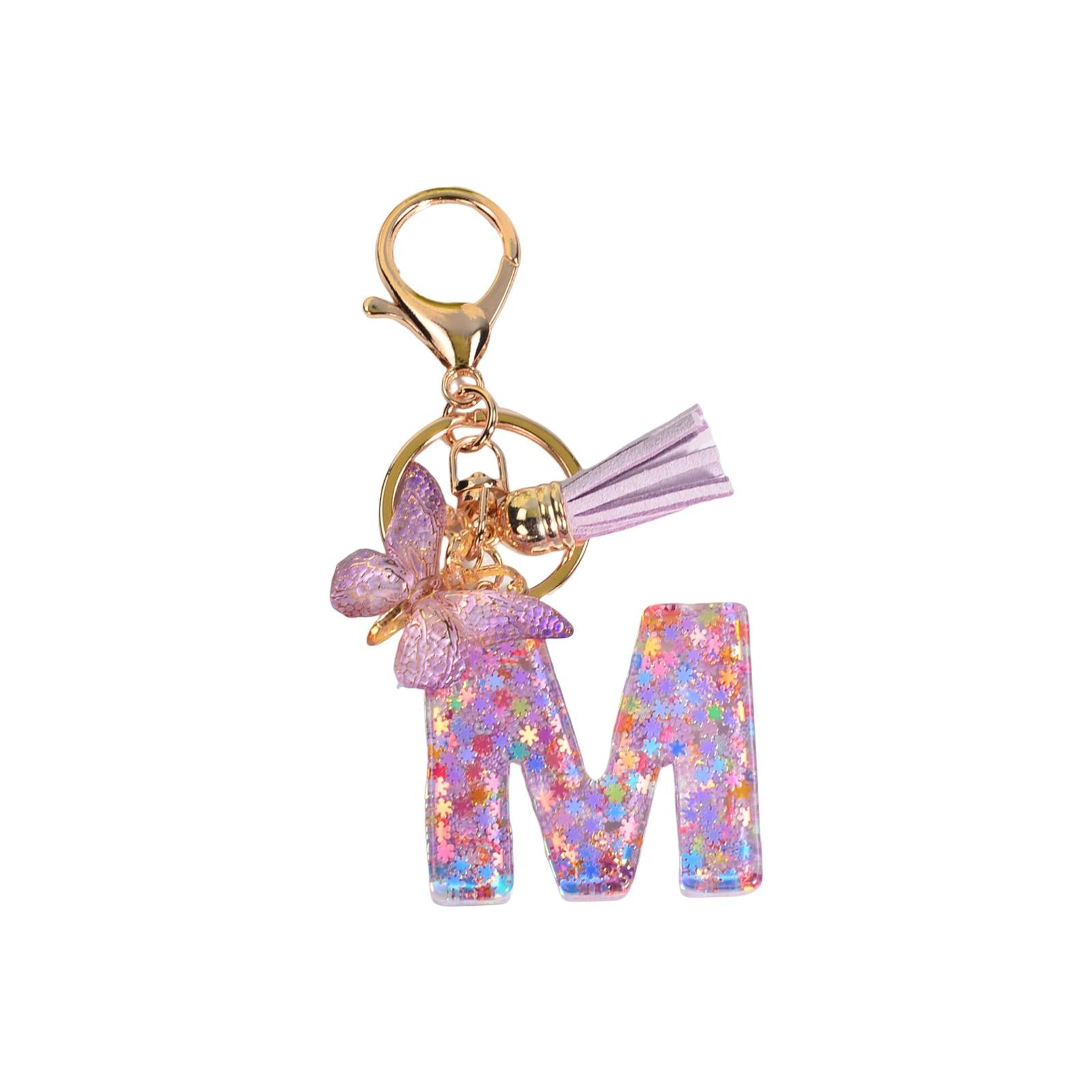 3xResin Keychain Ornaments Girls Women Gifts English Alphabet Keyring Keychain M