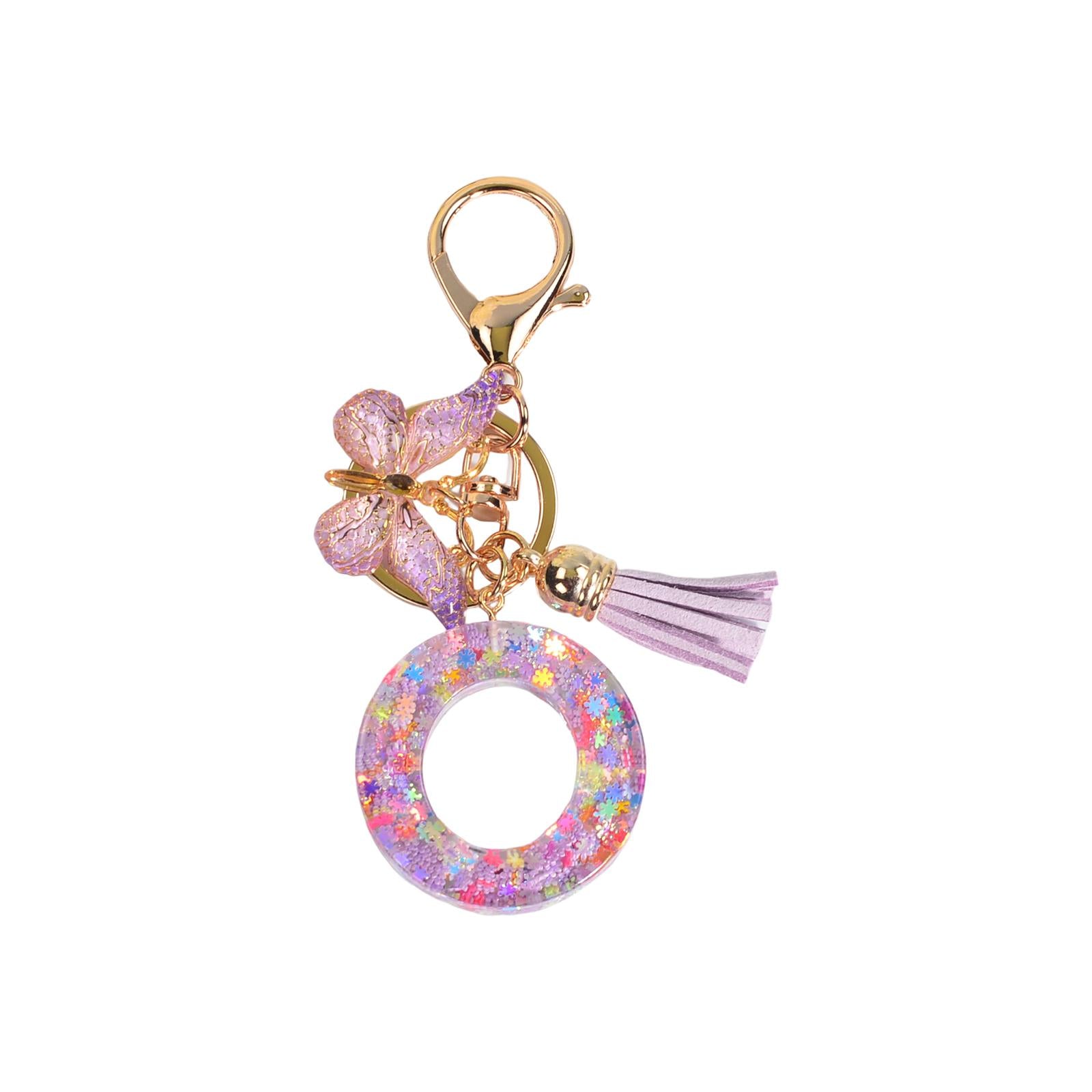 3xResin Keychain Ornaments Girls Women Gifts English Alphabet Keyring Keychain O