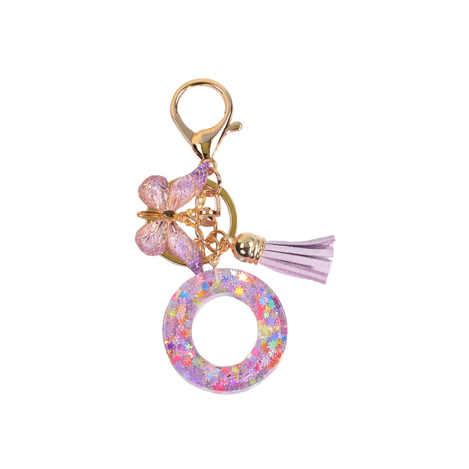 3xResin Keychain Ornaments Girls Women Gifts English Alphabet Keyring Keychain O