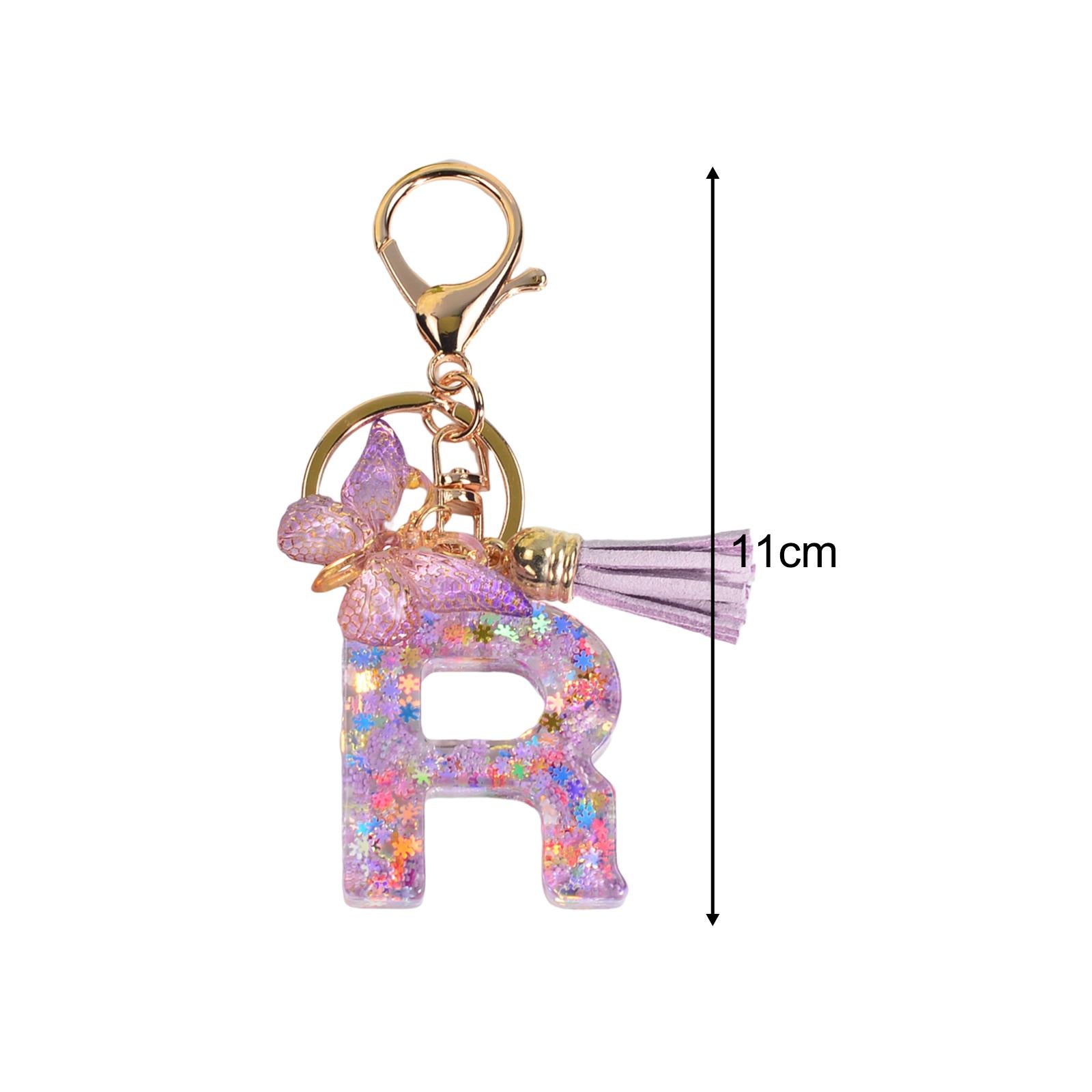 4xResin Keychain Ornaments Girls Women Gifts English Alphabet Keyring Keychain R