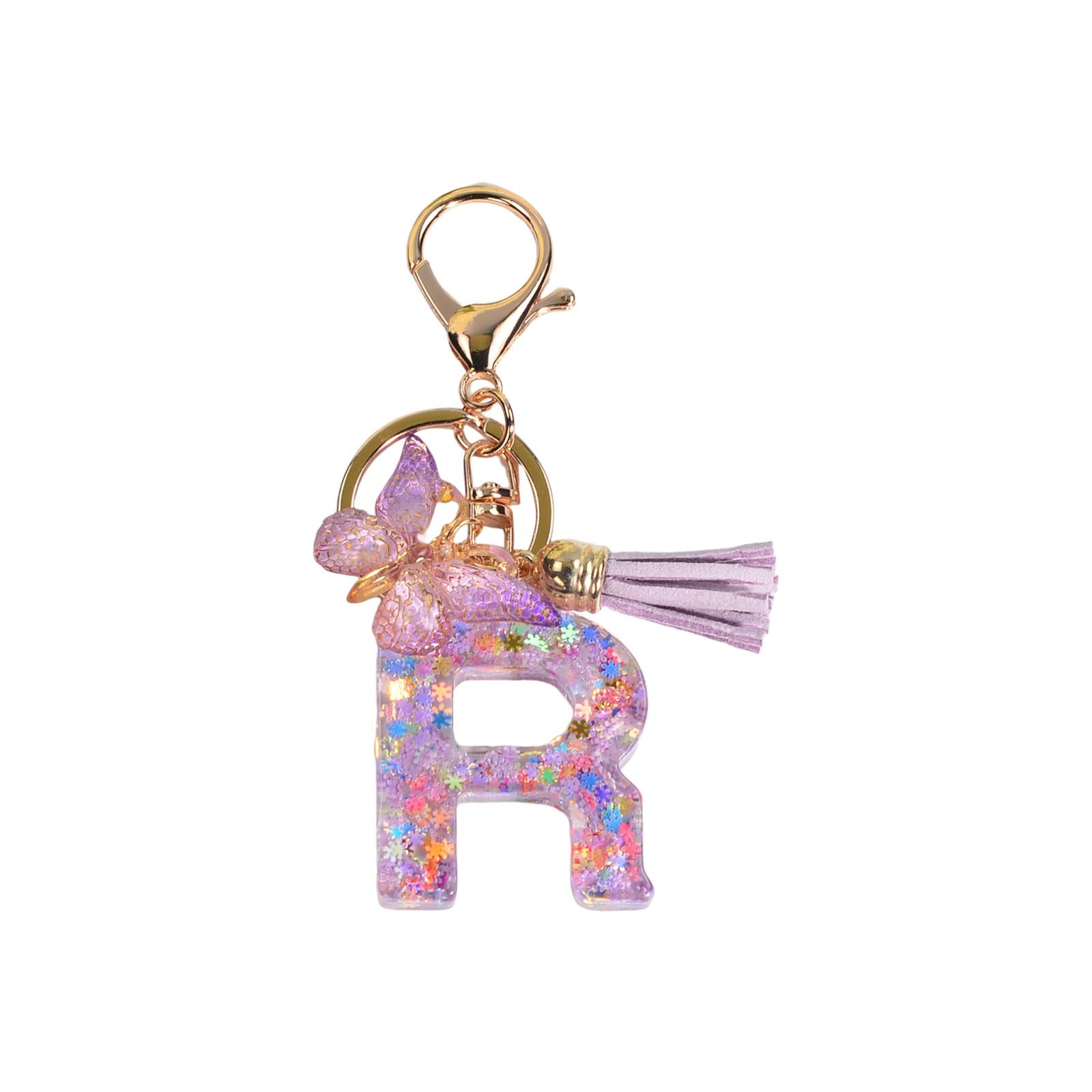 3xResin Keychain Ornaments Girls Women Gifts English Alphabet Keyring Keychain R
