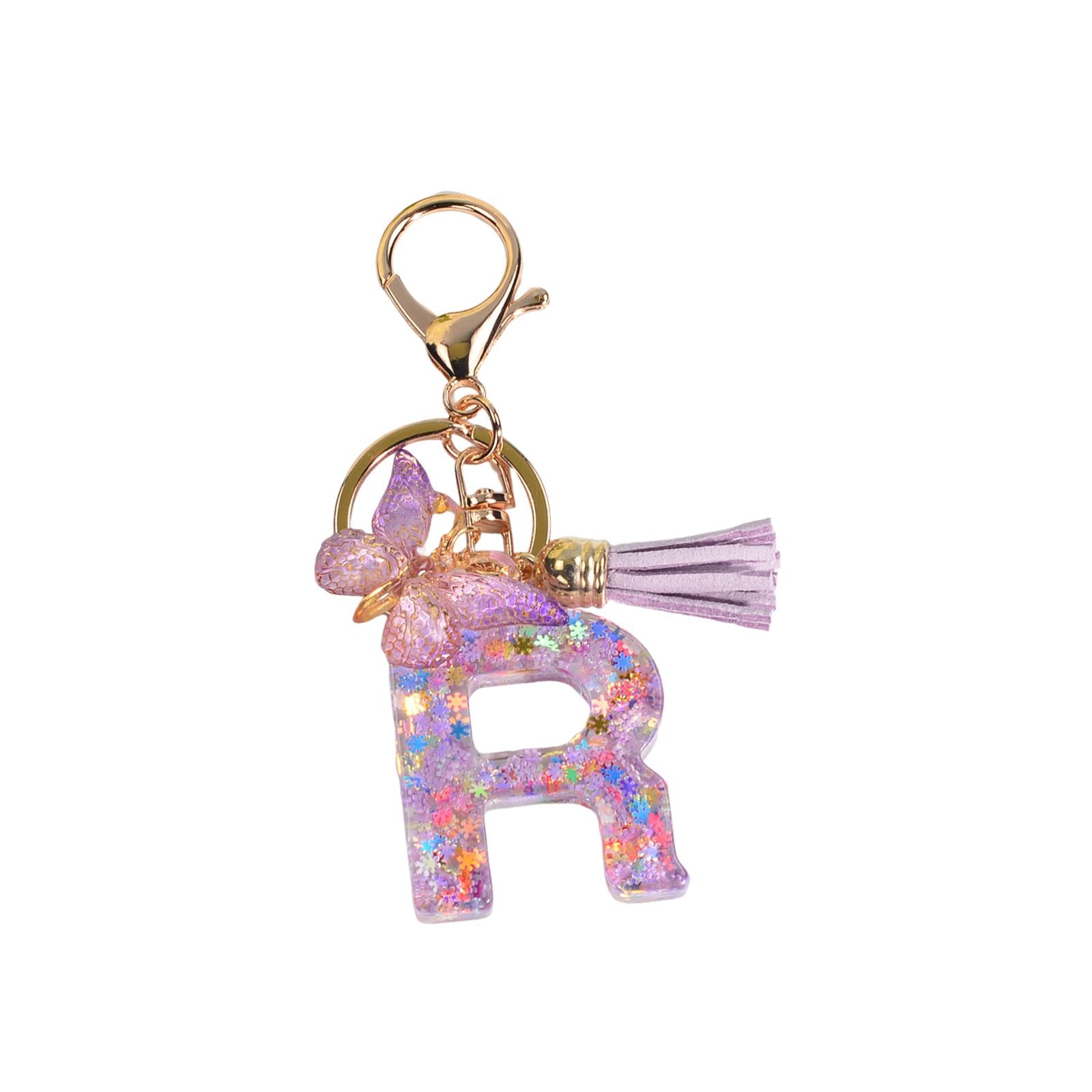 2xResin Keychain Ornaments Girls Women Gifts English Alphabet Keyring Keychain R