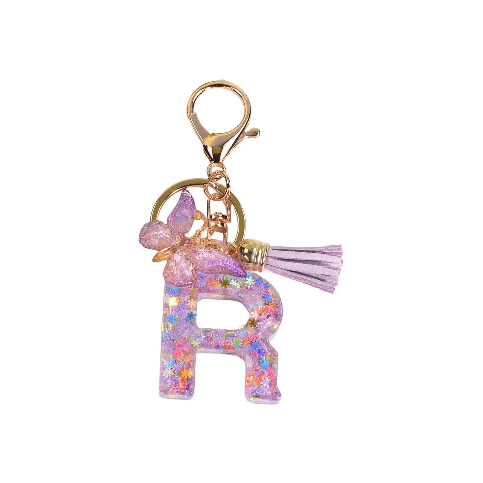 4xResin Keychain Ornaments Girls Women Gifts English Alphabet Keyring Keychain R