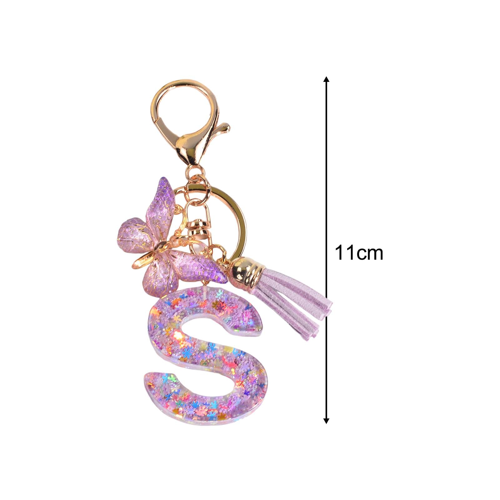 4xResin Keychain Ornaments Girls Women Gifts English Alphabet Keyring Keychain S