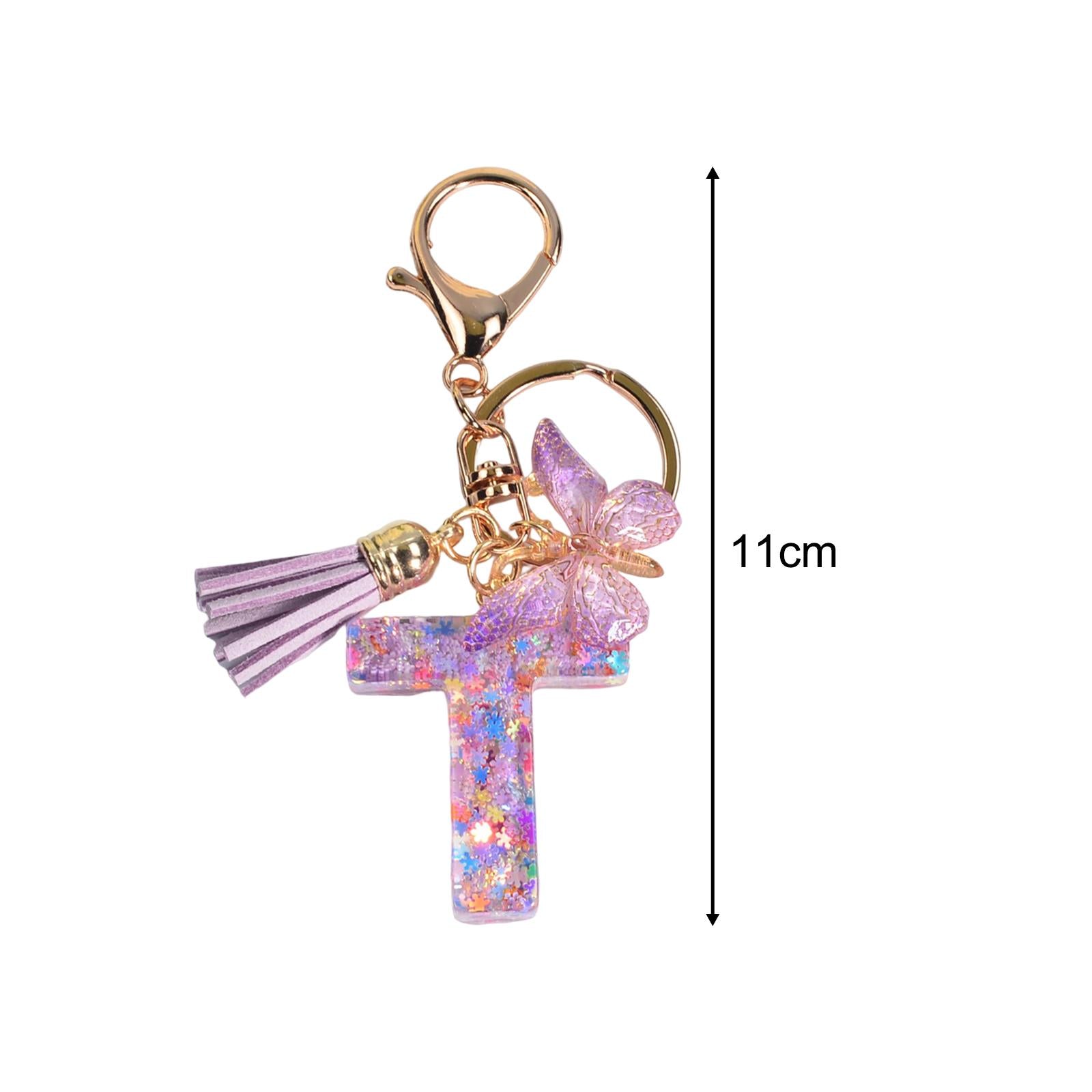 2xResin Keychain Ornaments Girls Women Gifts English Alphabet Keyring Keychain T