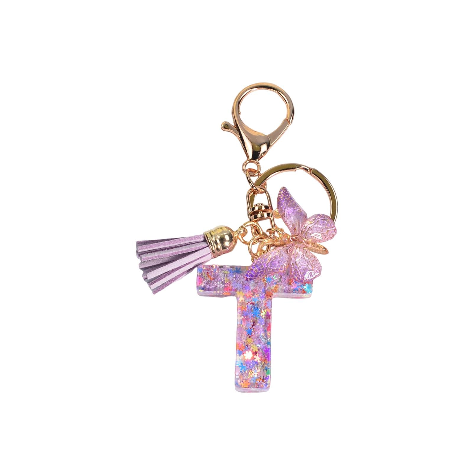 3xResin Keychain Ornaments Girls Women Gifts English Alphabet Keyring Keychain T