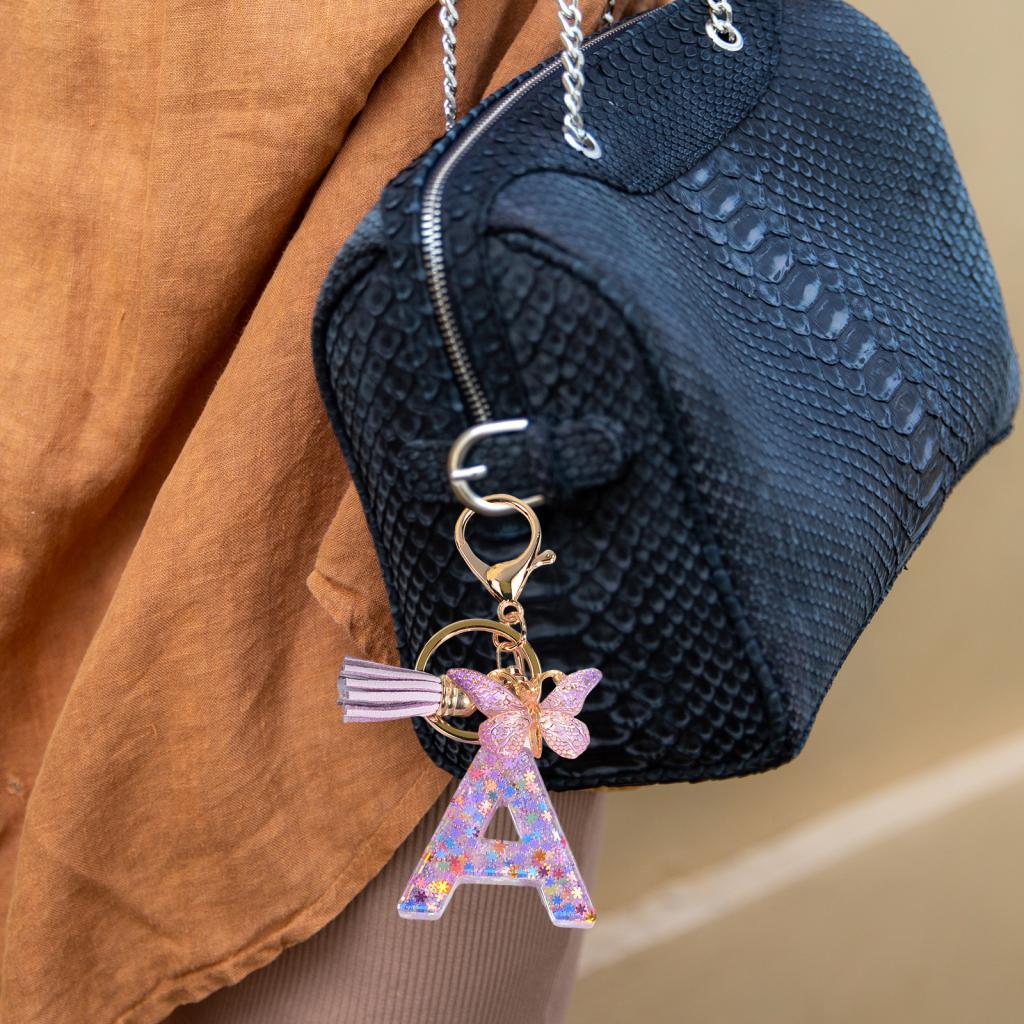 2xResin Keychain Ornaments Girls Women Gifts English Alphabet Keyring Keychain Z