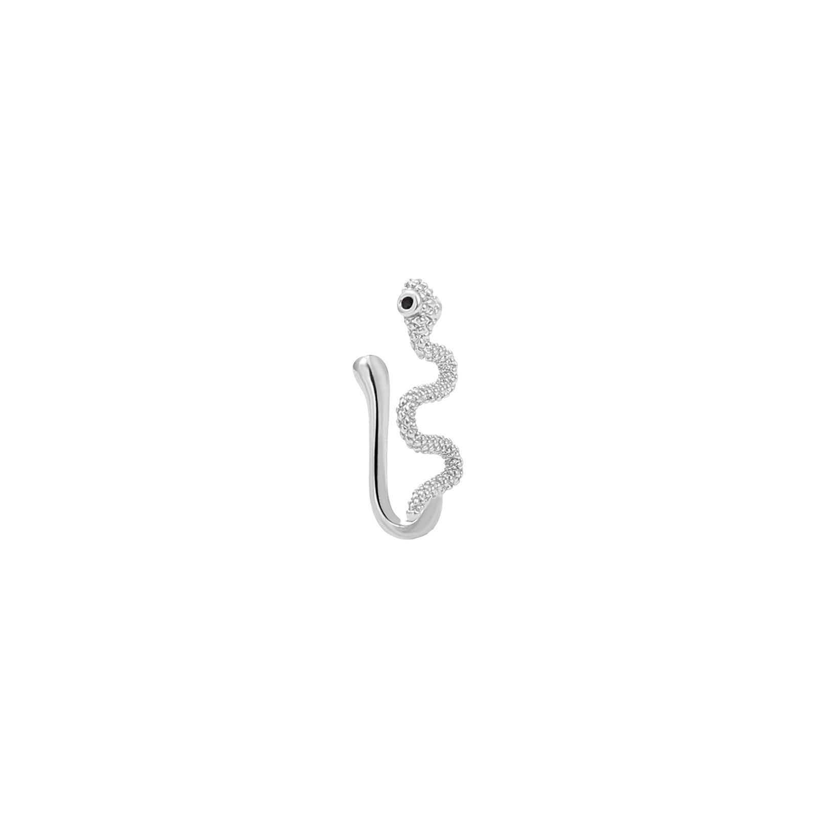 3xSnake Nose Ring Tragus Ring Copper Fashion Punk for Women Girls Body Jewelry Silver