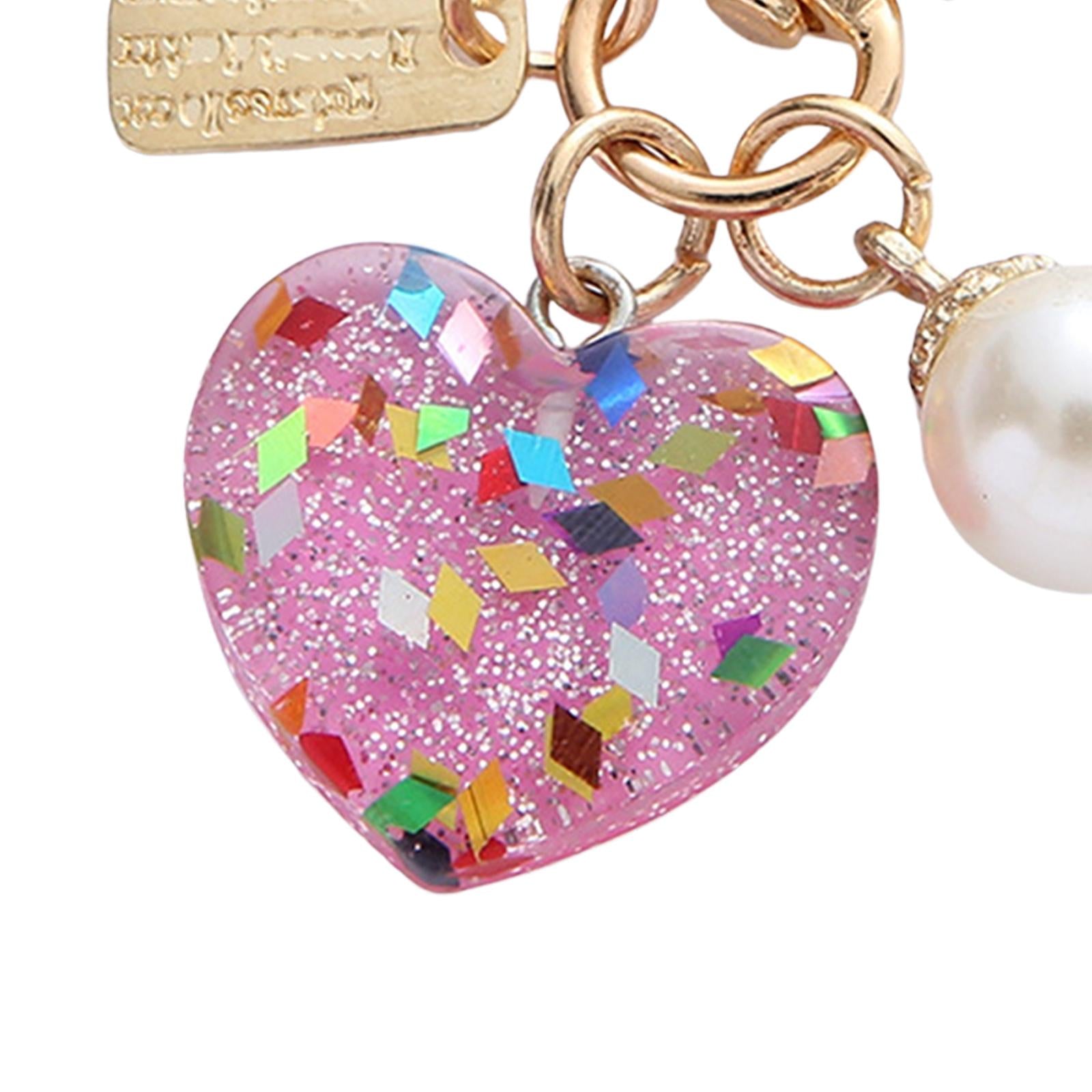 2xWomen Resin Heart Pendant Keychain Handbag Accessories Durable Lightweight