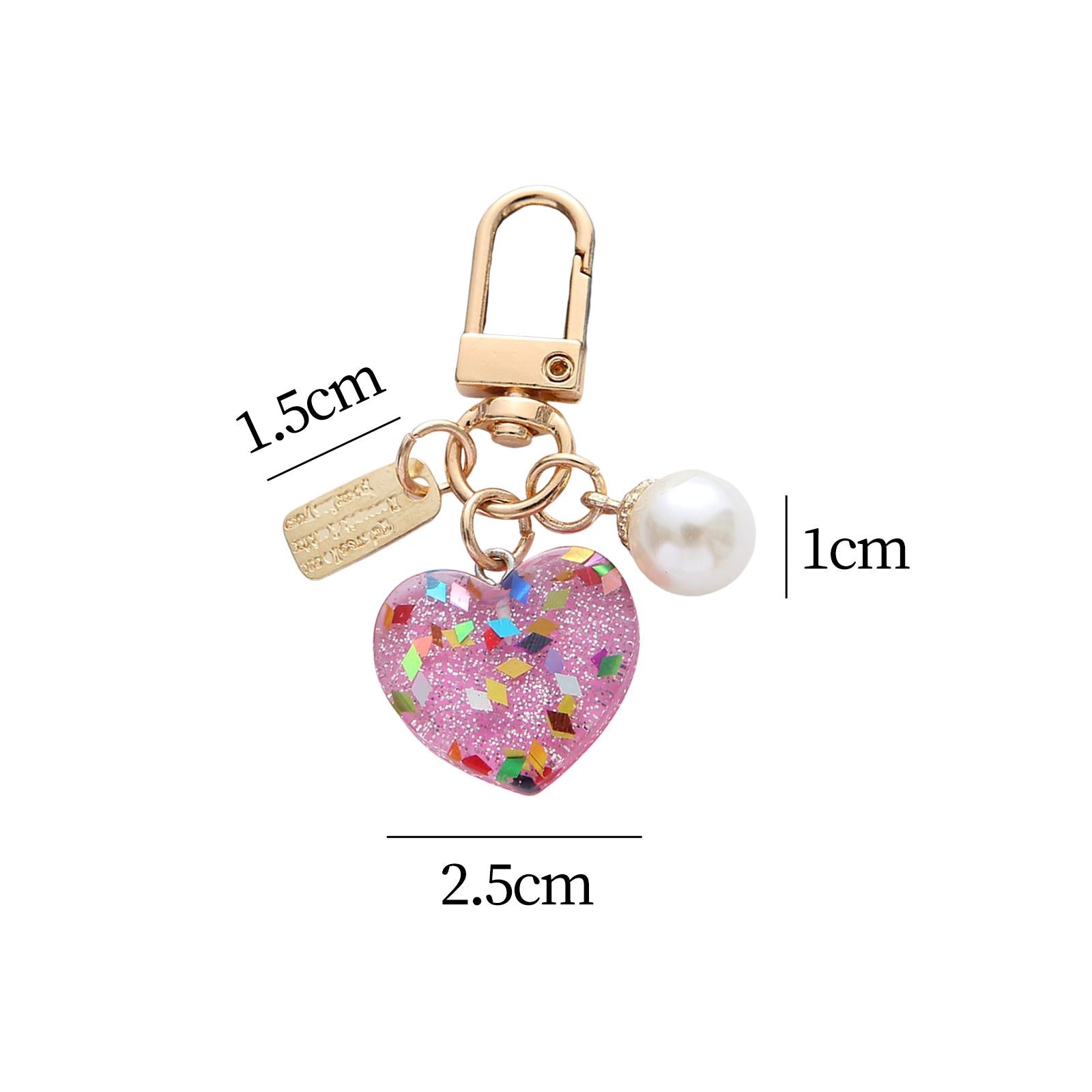 2xWomen Resin Heart Pendant Keychain Handbag Accessories Durable Lightweight