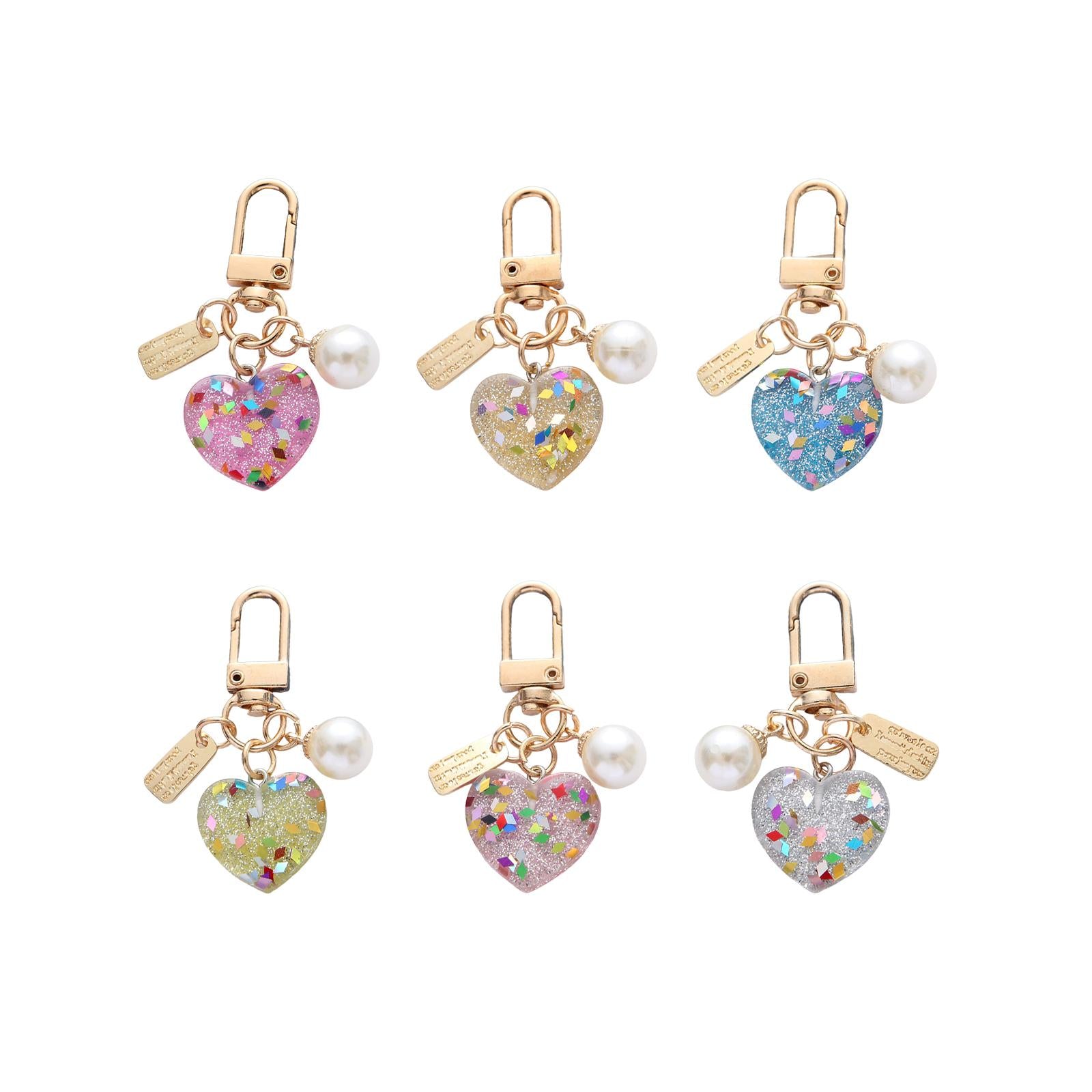 3xWomen Resin Heart Pendant Keychain Handbag Accessories Durable Lightweight