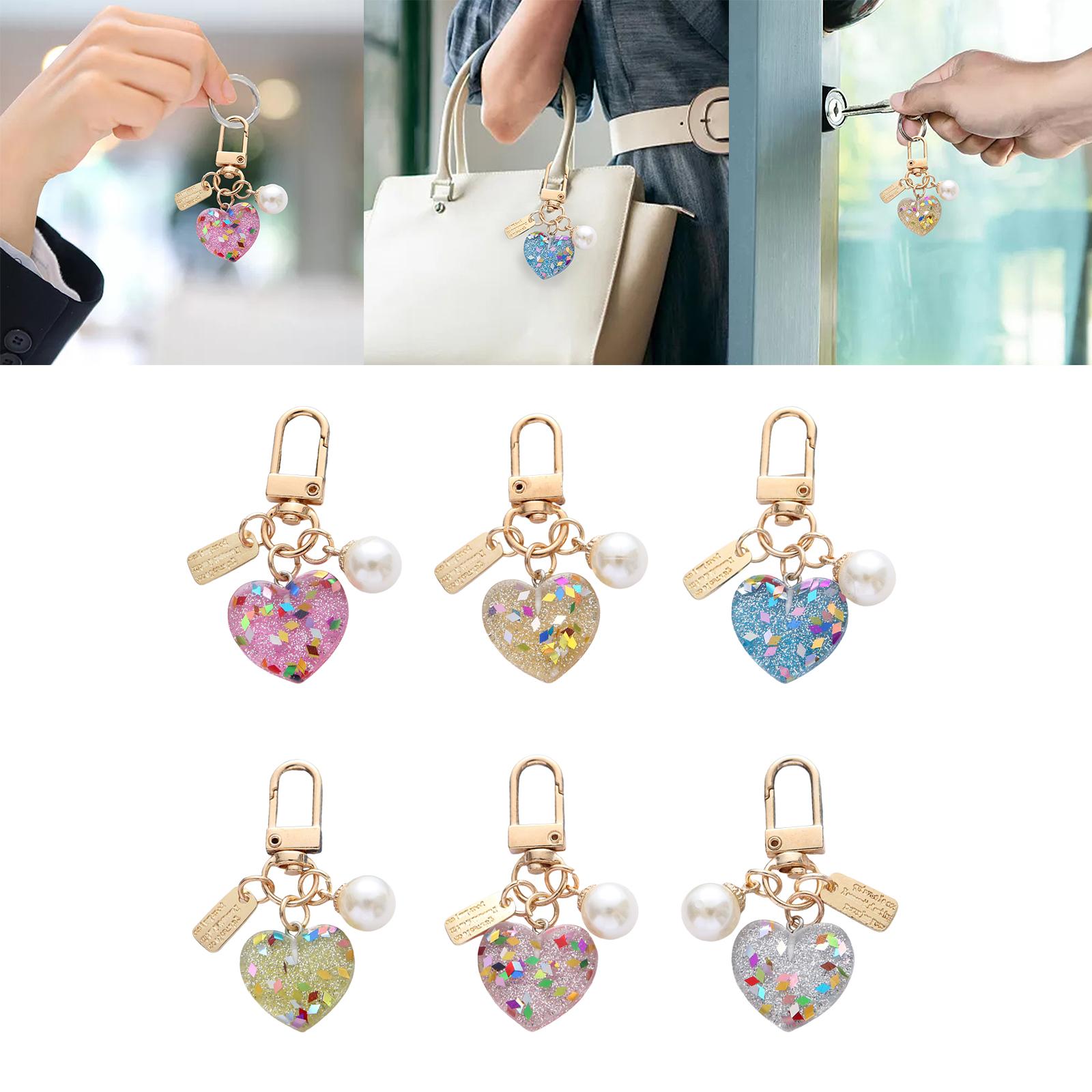 3xWomen Resin Heart Pendant Keychain Handbag Accessories Durable Lightweight