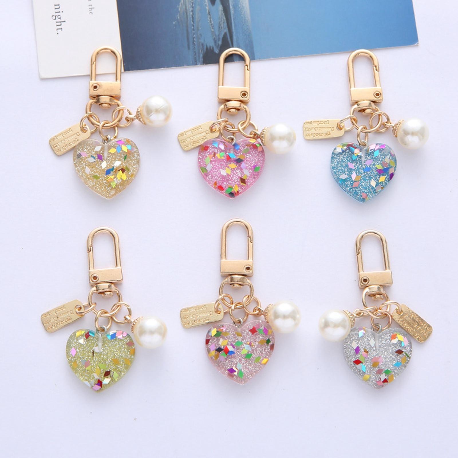 4xWomen Resin Heart Pendant Keychain Handbag Accessories Durable Lightweight