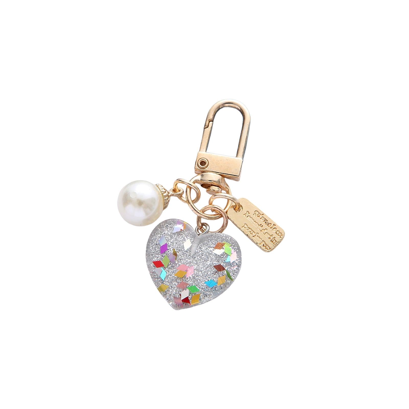 4xWomen Resin Heart Pendant Keychain Handbag Accessories Durable Lightweight
