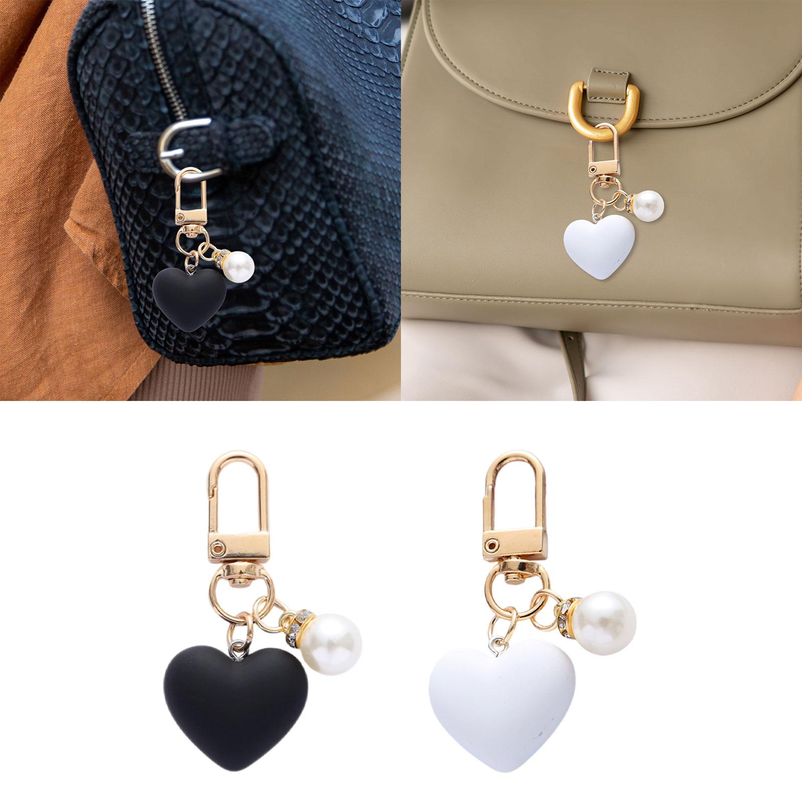 2xHeart Keyring Keychain Creative Gift for Key Backpack Handbag Decor Key Ring Black