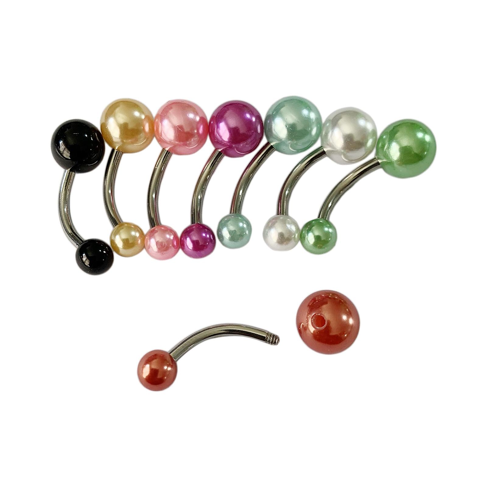 8 Pieces Assorted Colors Belly Button Rings 10mm 1.6mm Body Piercing Jewelry