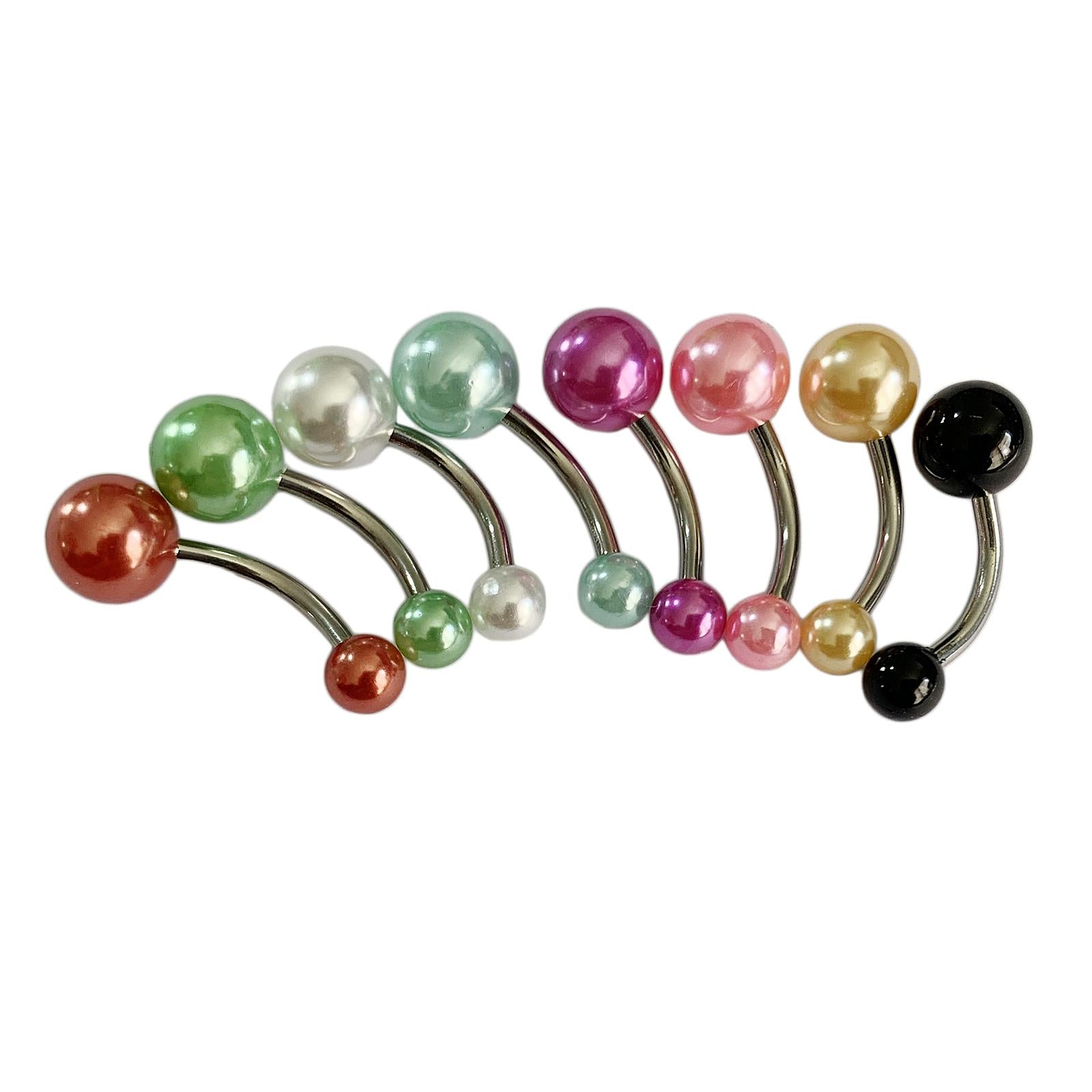 8 Pieces Assorted Colors Belly Button Rings 10mm 1.6mm Body Piercing Jewelry