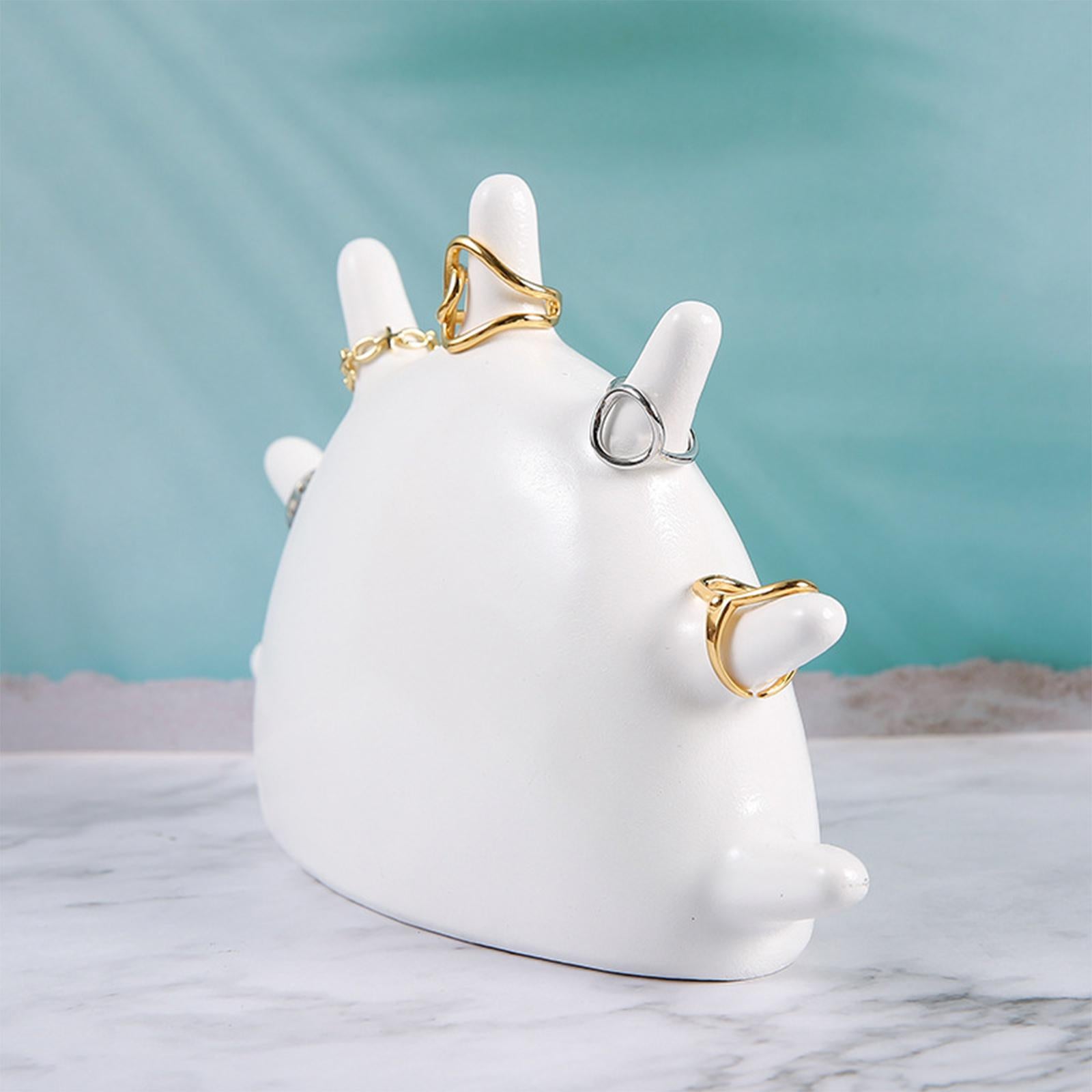 Fingertip Rings Stand Palm Shape Keys Trinket Tray for Cabinet Bathroom Table white