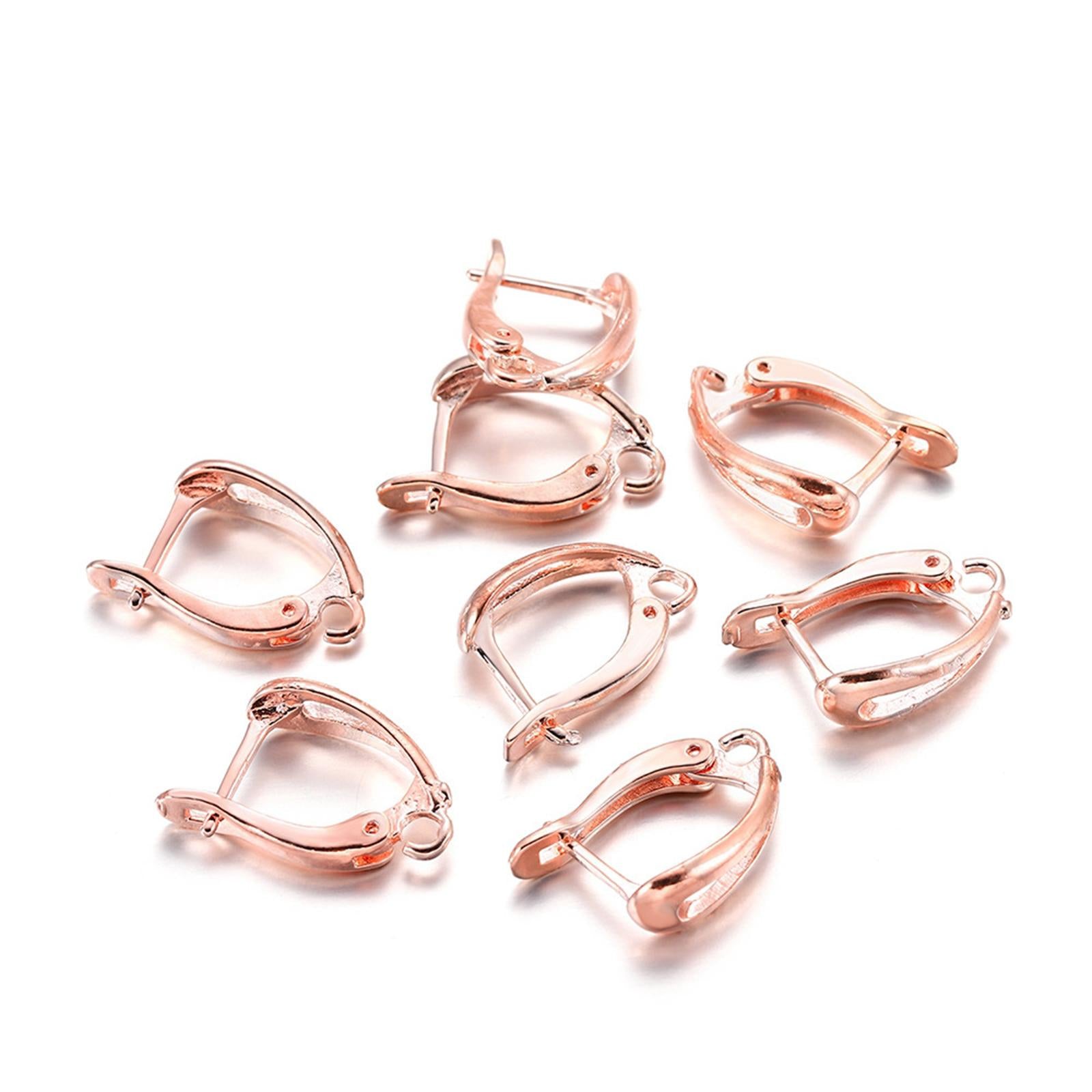 2x6x Earring French Hooks Jewelry Making Earwire for Pendant Earrings Birthday Rose Gold Round
