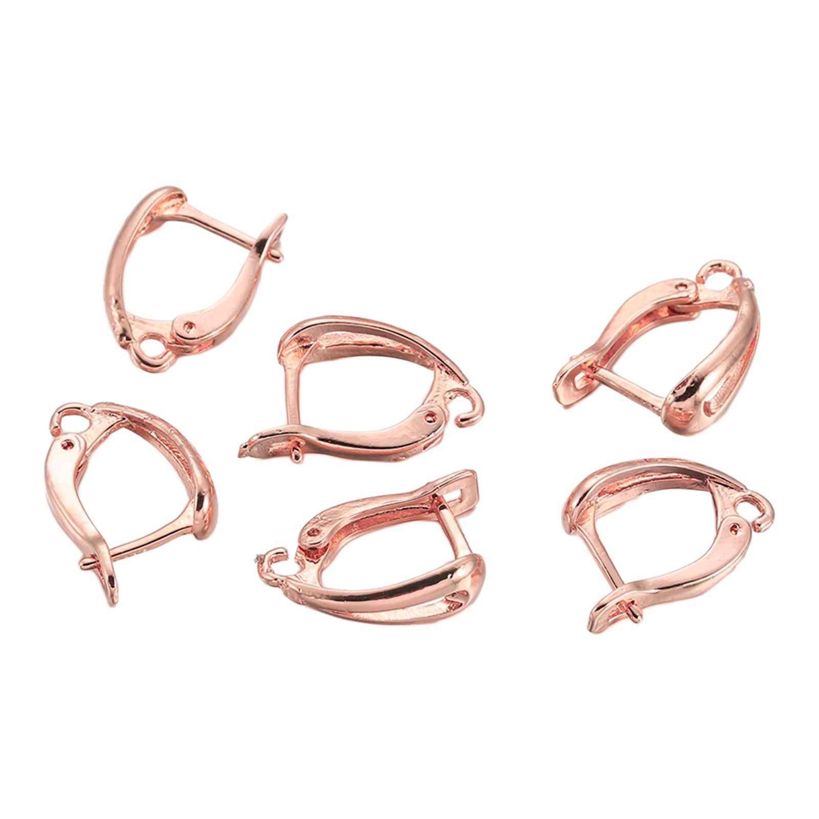 2x6x Earring French Hooks Jewelry Making Earwire for Pendant Earrings Birthday Rose Gold Round