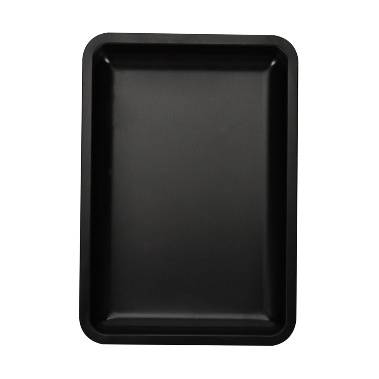 2xVanity Tray Stainless Steel Tray Nail Art Tools Tray for Wedding Table Party Black