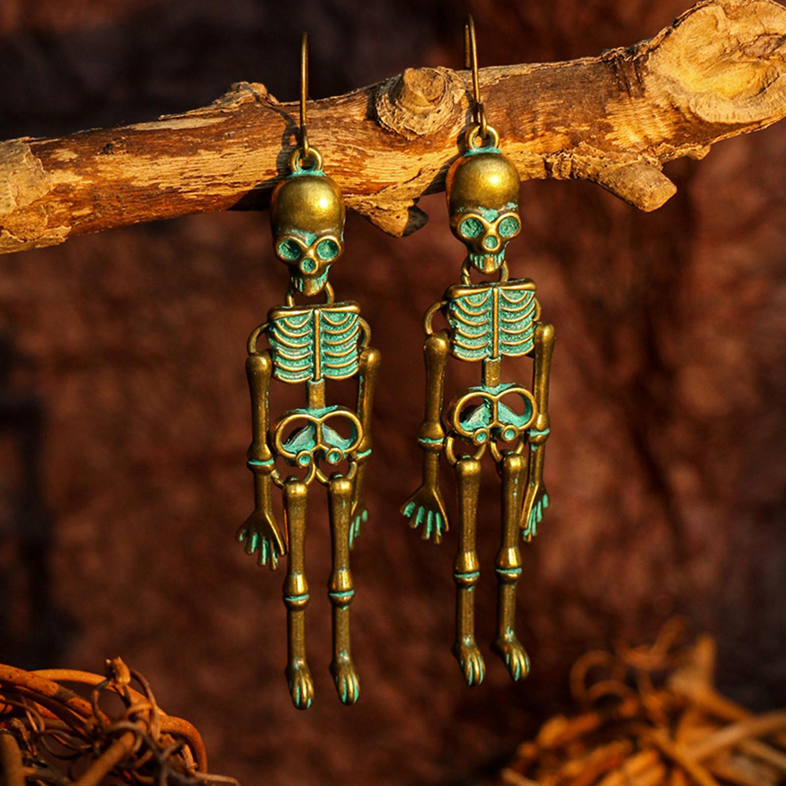 Gothic Earrings Horror Drop Earrings for Valentine's Day Wedding Anniversary retro green