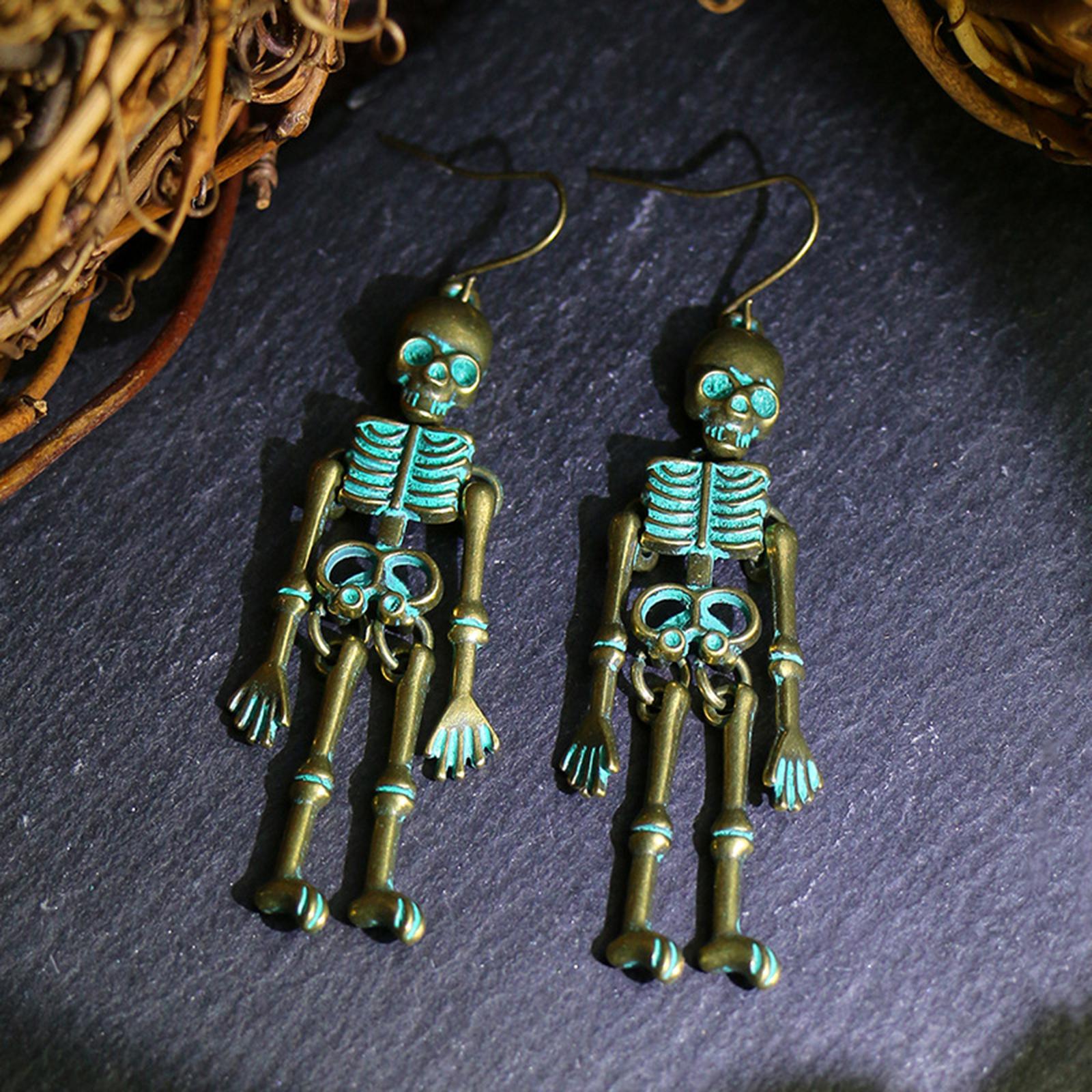 Gothic Earrings Horror Drop Earrings for Valentine's Day Wedding Anniversary retro green