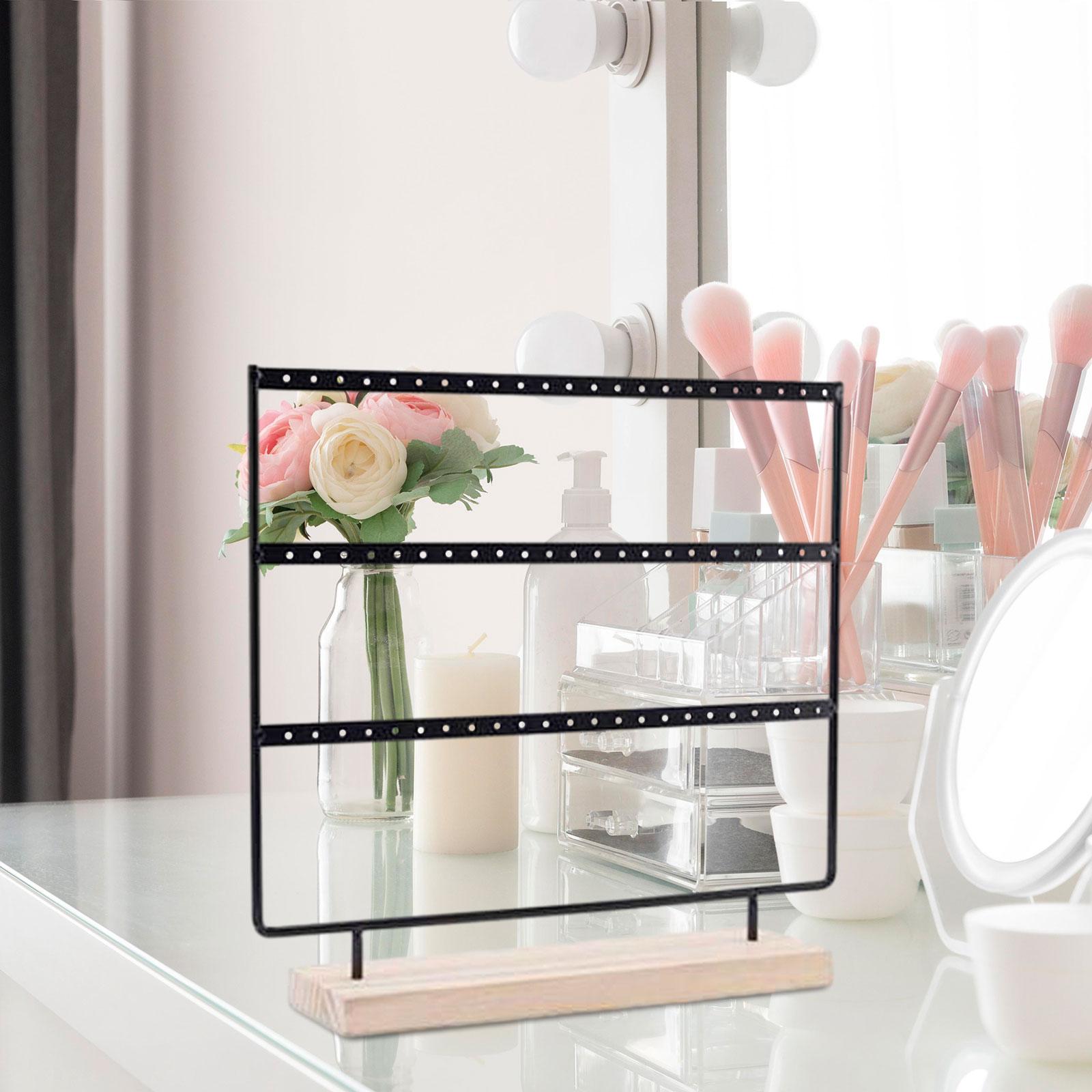 Earring Organizer Metal with Holes Ear Studs Holder for Dresser Vanity Shops black