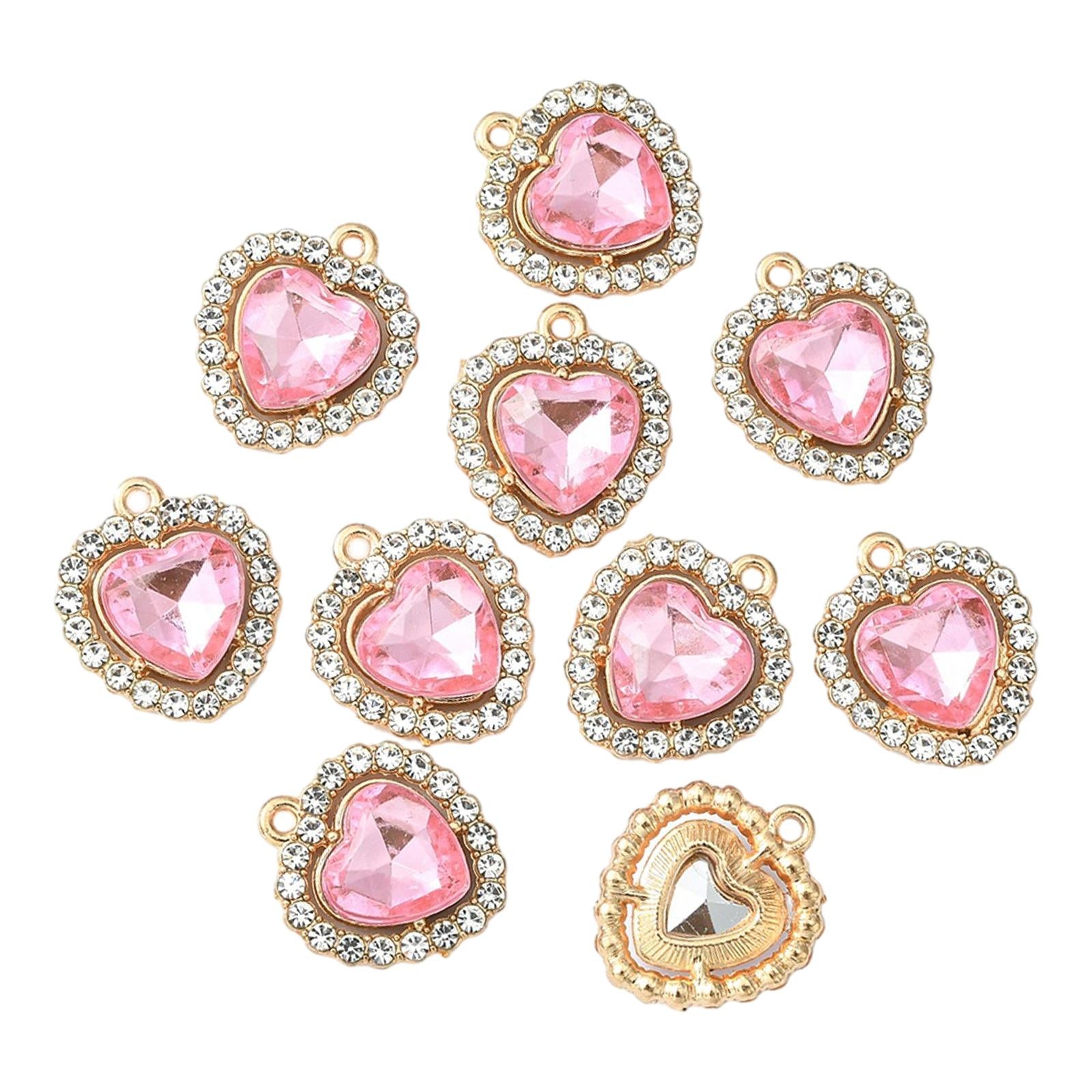 10x Charms Pendants Embellishments Flatback DIY for Wedding Hair Accessories Pink