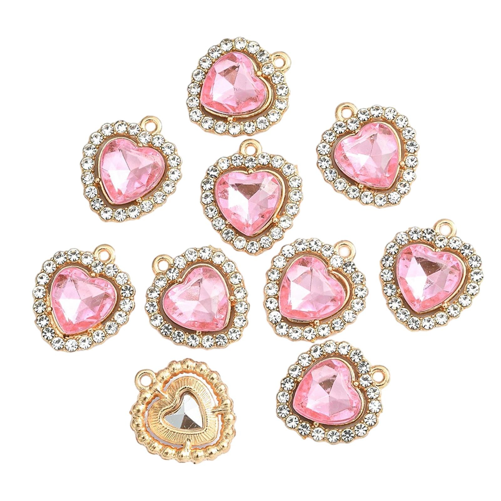 10x Charms Pendants Embellishments Flatback DIY for Wedding Hair Accessories Pink