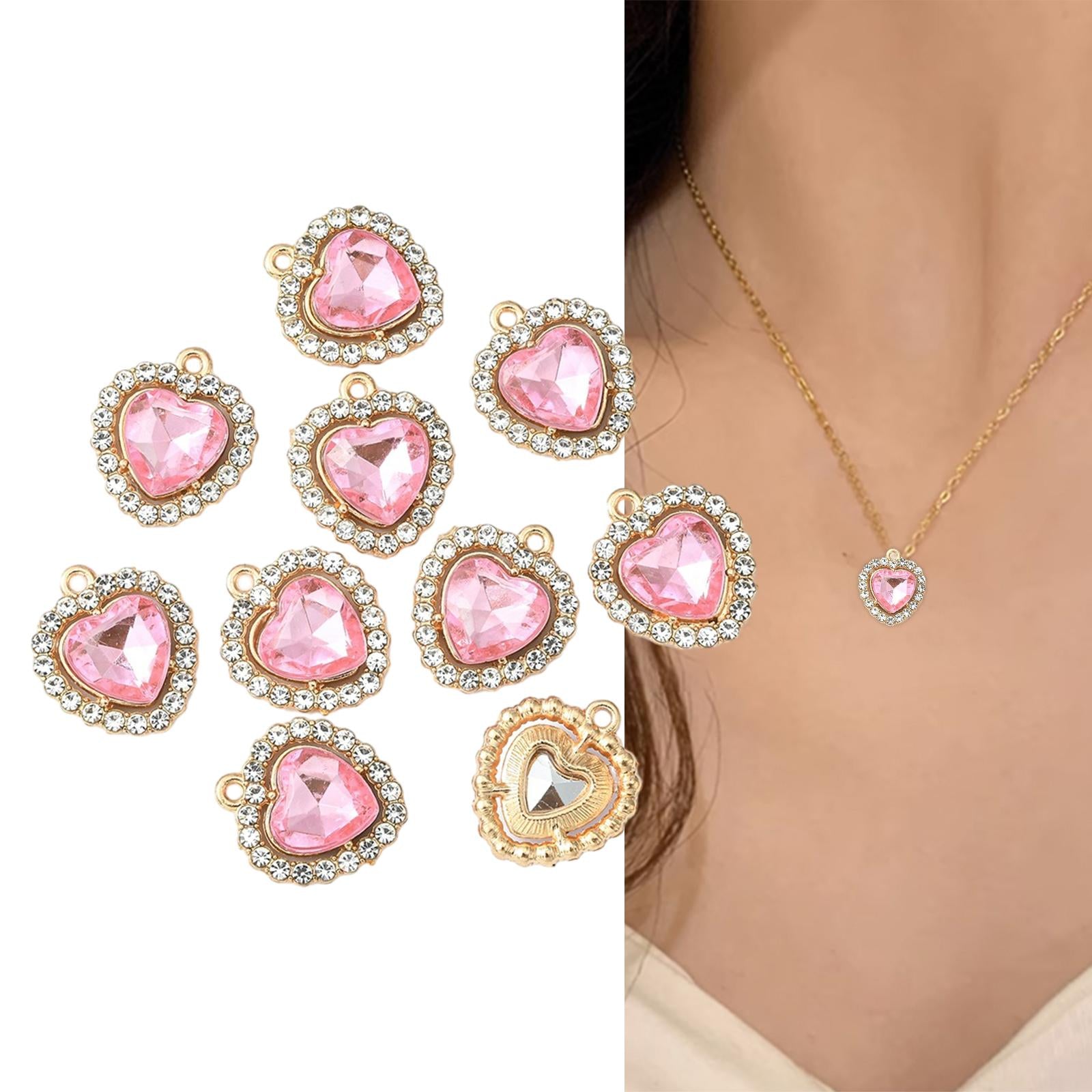 10x Charms Pendants Embellishments Flatback DIY for Wedding Hair Accessories Pink