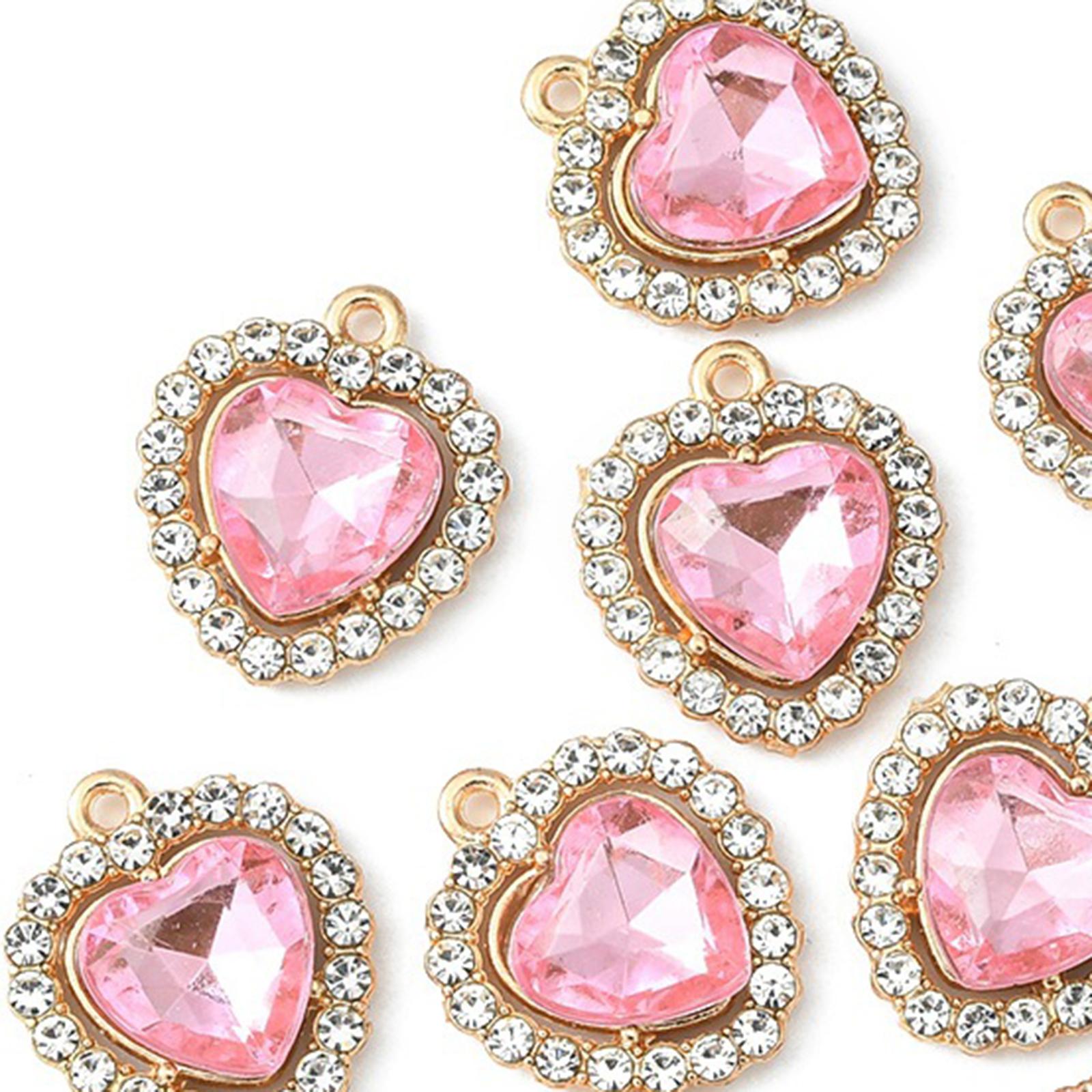 10x Charms Pendants Embellishments Flatback DIY for Wedding Hair Accessories Pink
