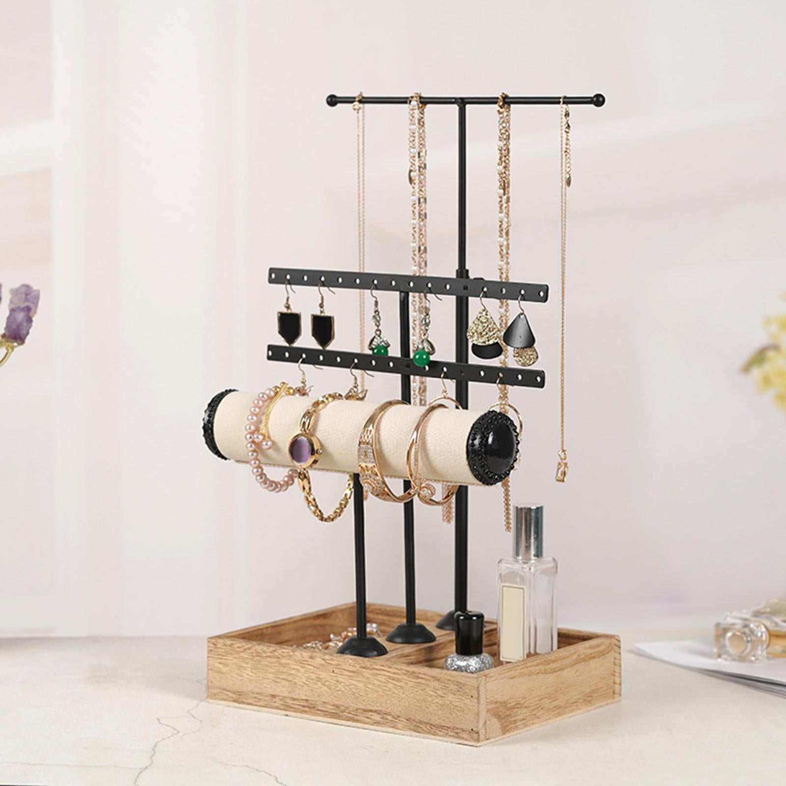 4 Layers Jewelry Display Stand T Shaped Showcase for Rings Necklace Pendants