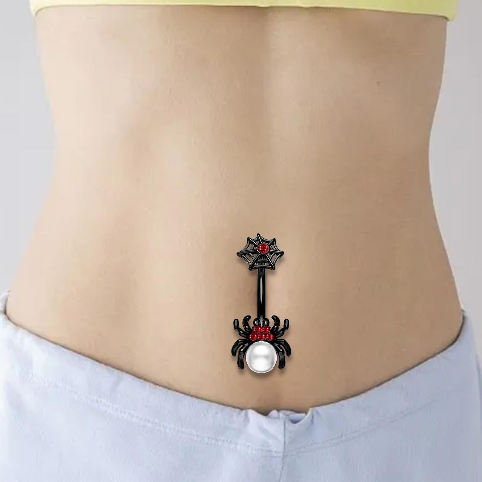 Belly Button Ring Dangle Navel Ring for Birthday Valentine's Day Anniversary Red Spider