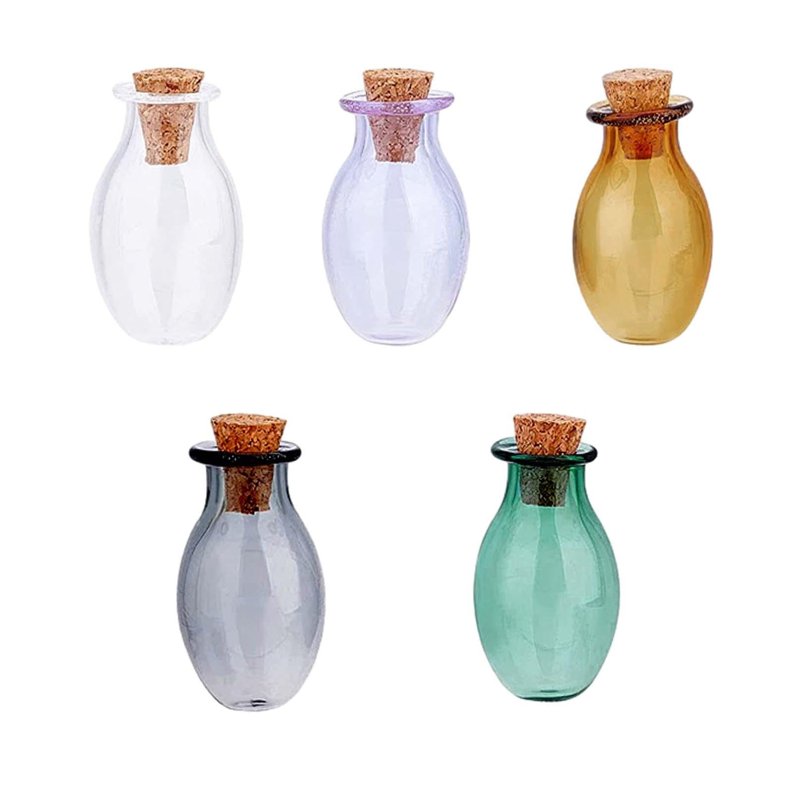 5xMini Glass Bottles Vials Cork Stoppers Empty Spell Jars Clear Wishing Bottle Clear