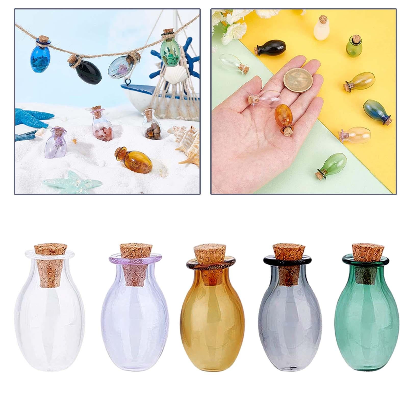 5xMini Glass Bottles Vials Cork Stoppers Empty Spell Jars Clear Wishing Bottle Clear