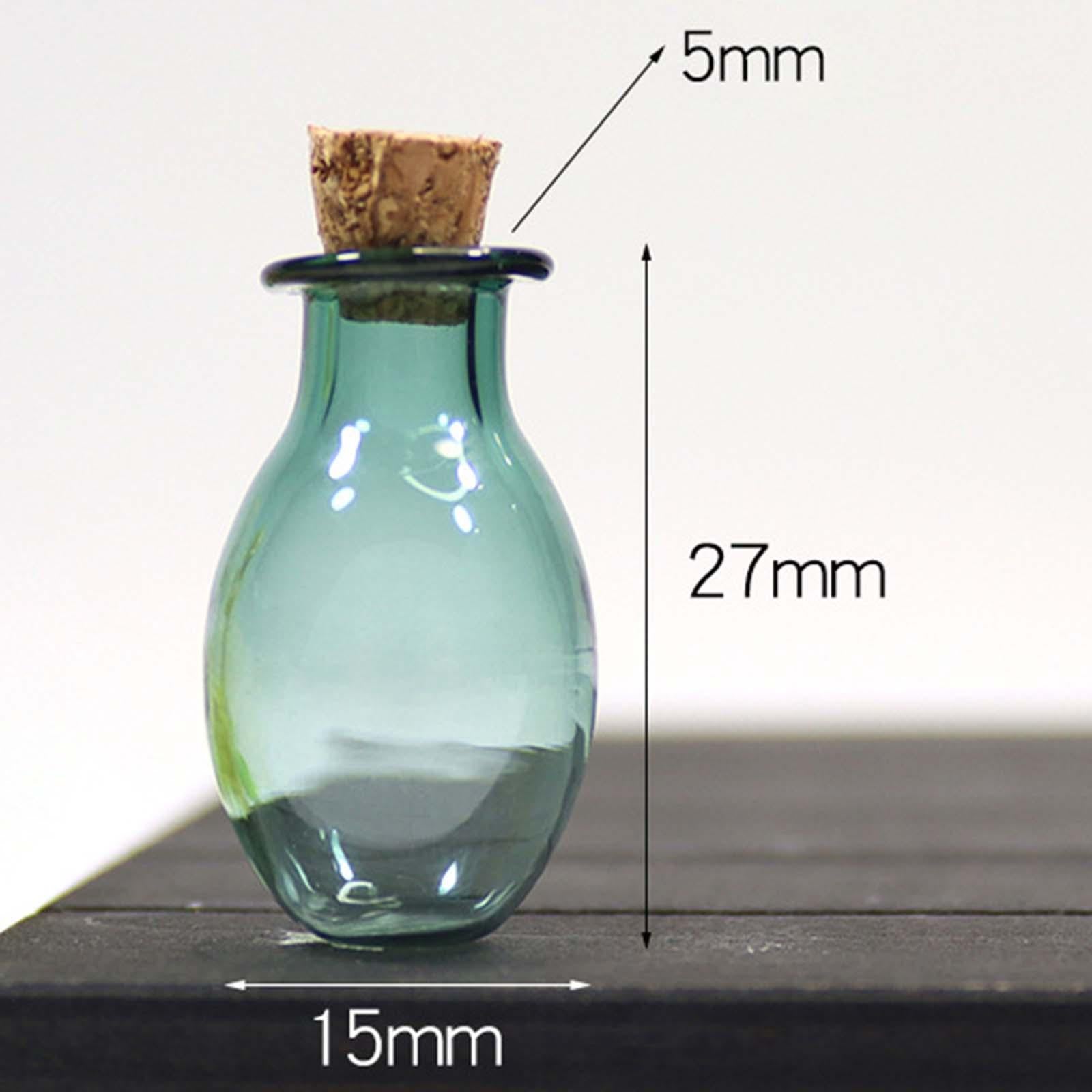 5xMini Glass Bottles Vials Cork Stoppers Empty Spell Jars Clear Wishing Bottle Green