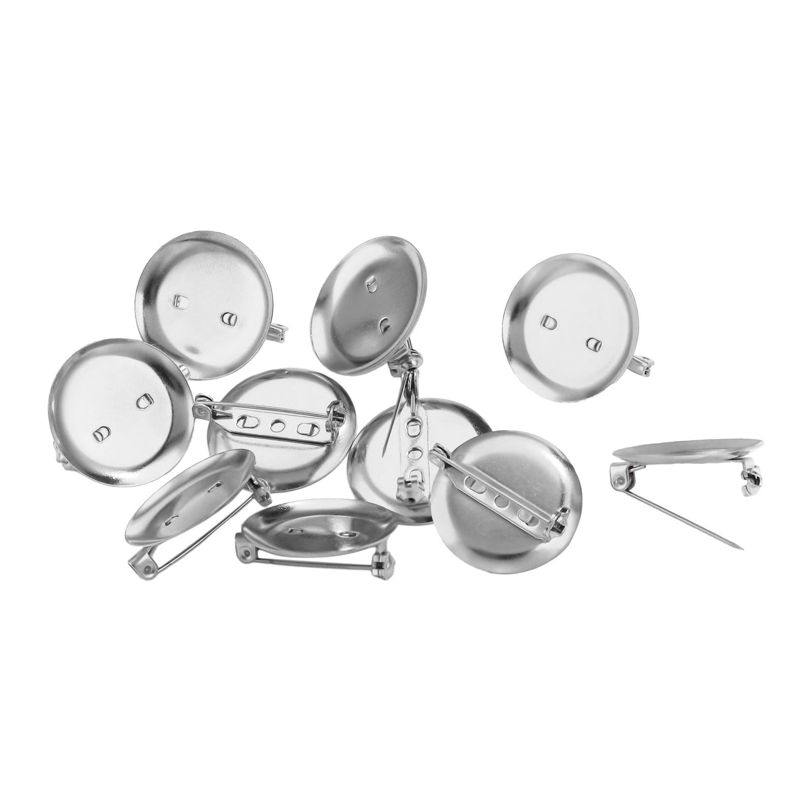 10Pcs Brooch Base Badge Button Stainless Steel DIY Brooch Findings Lapel Pin Silver