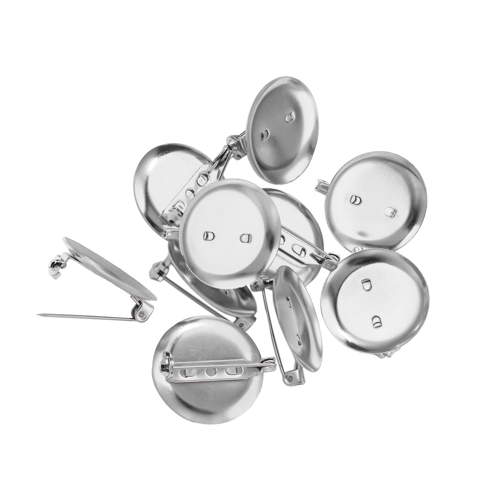 10Pcs Brooch Base Badge Button Stainless Steel DIY Brooch Findings Lapel Pin Silver