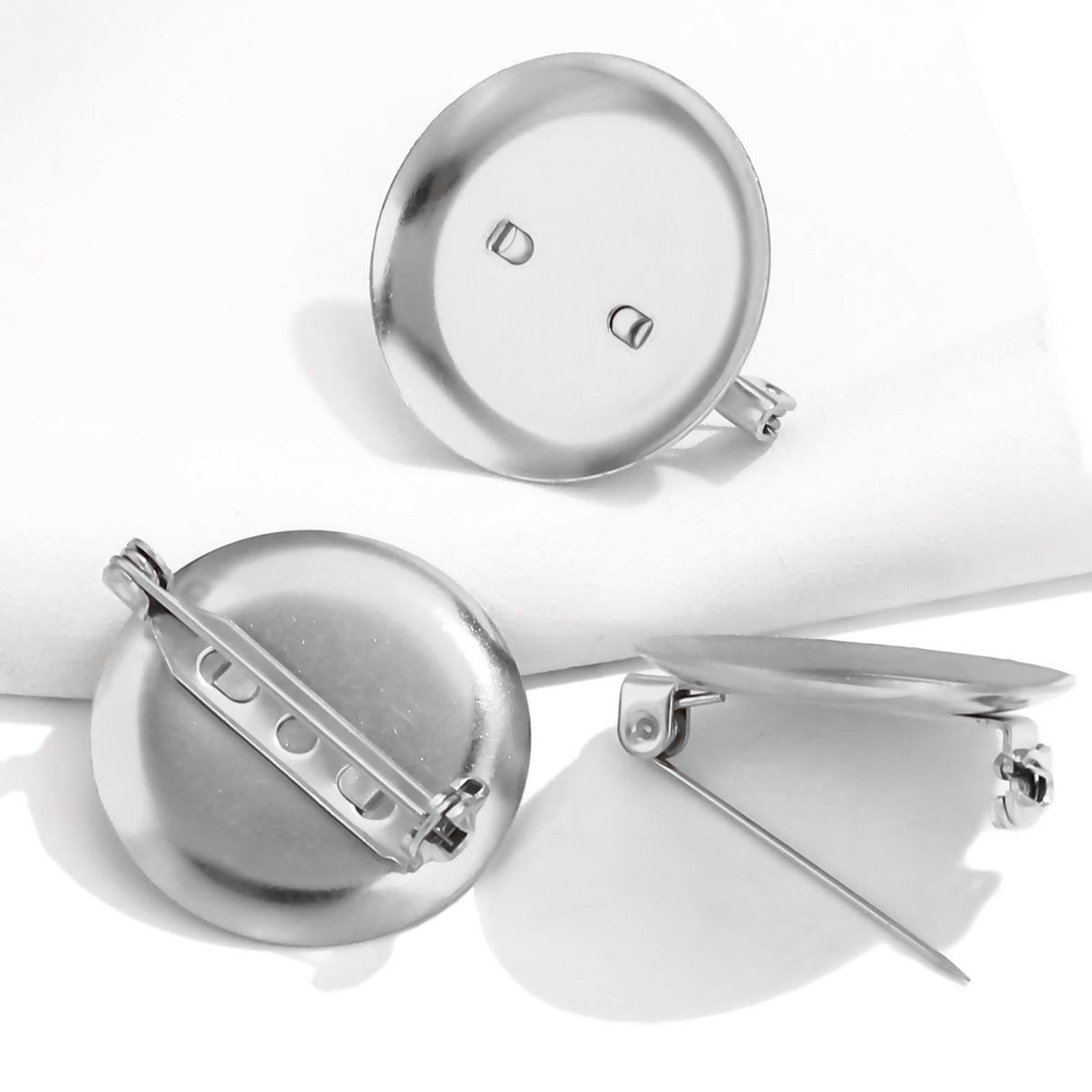 10Pcs Brooch Base Badge Button Stainless Steel DIY Brooch Findings Lapel Pin Silver