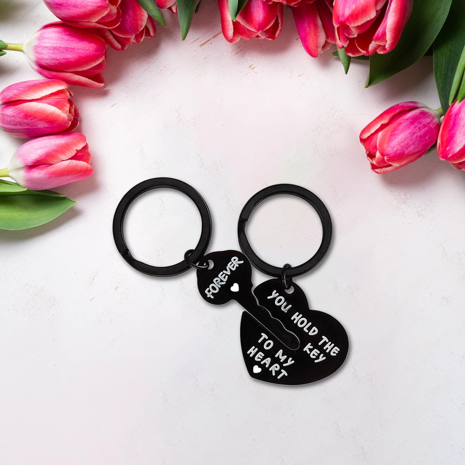 3x2x Valentine's Day Keychain Romantic Valentine Gift for Birthday Anniversary Black