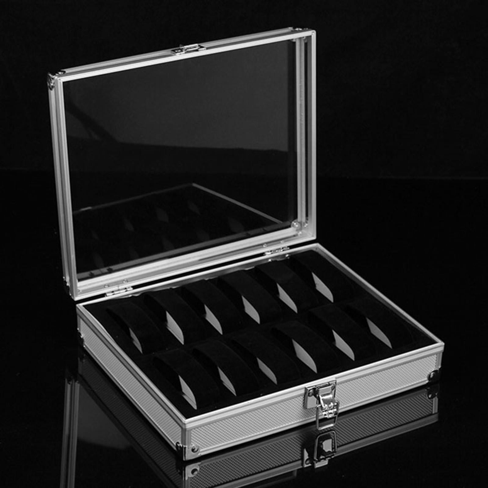 12 Slots Watch Box Portable Watch Storage Case for Shop Cabinet Office
