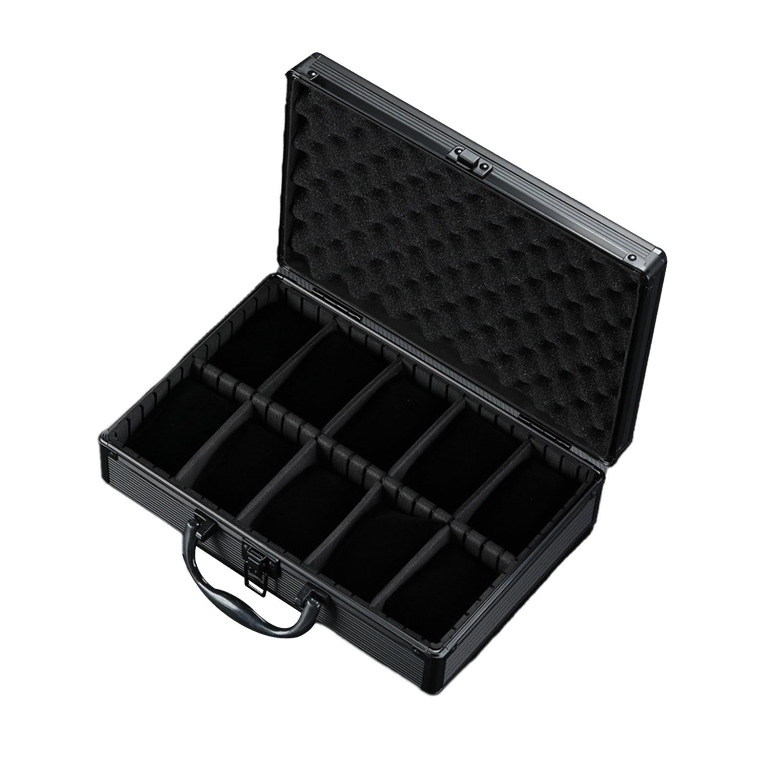 Watch Case Aluminum Alloy Gift Watch Box for Travel Watch Collectors Friends 10 Slot with Handle