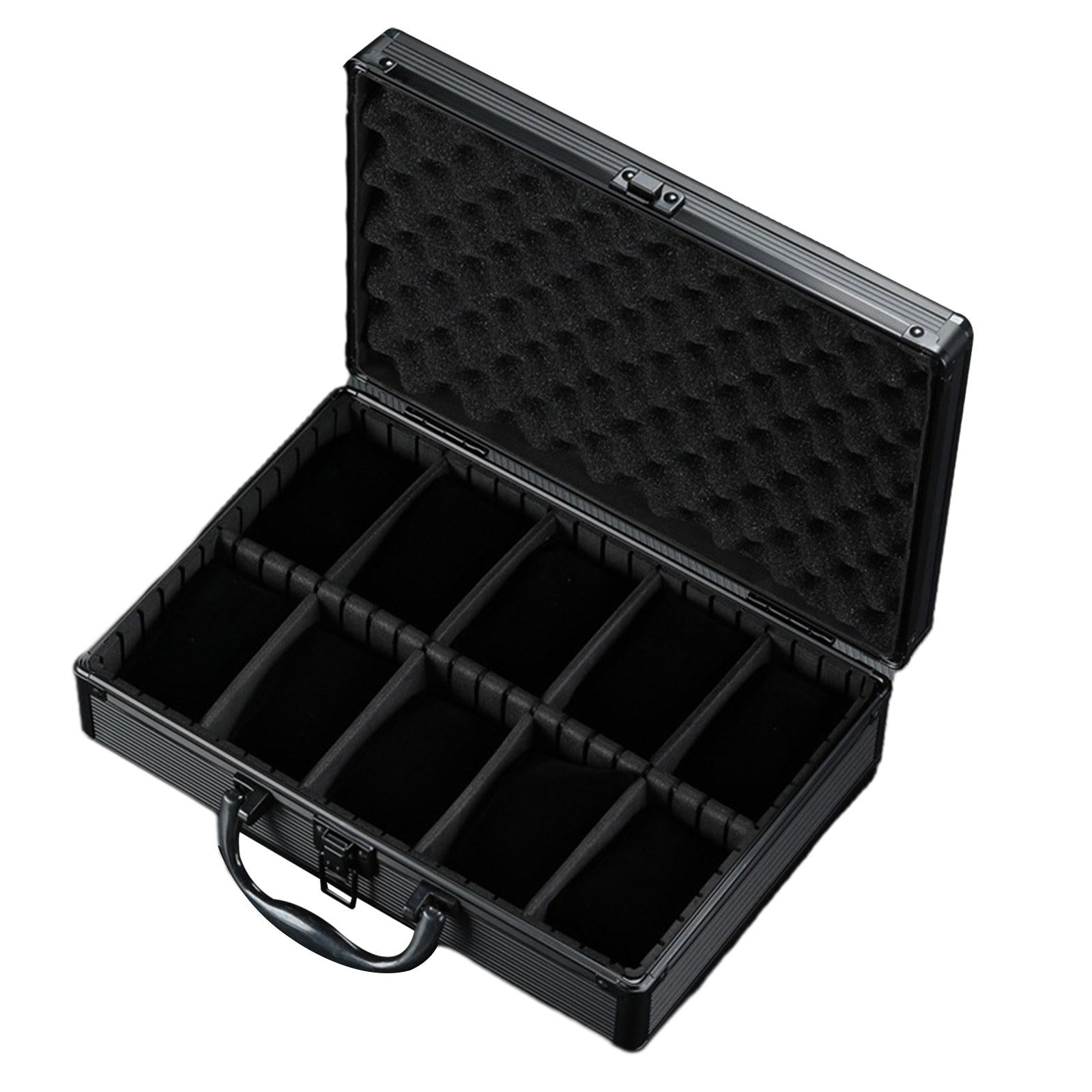 Watch Case Aluminum Alloy Gift Watch Box for Travel Watch Collectors Friends 10 Slot with Handle